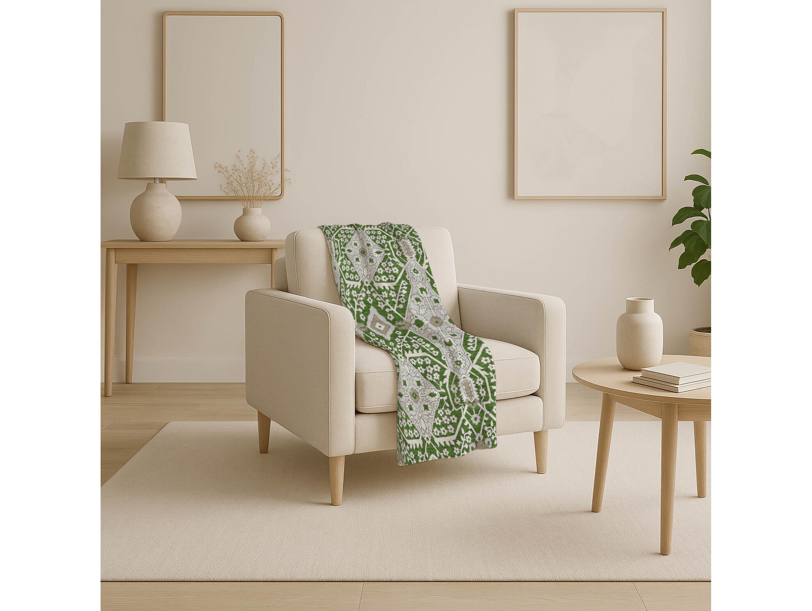 Dalyn Sherpa Green Polyester Throw