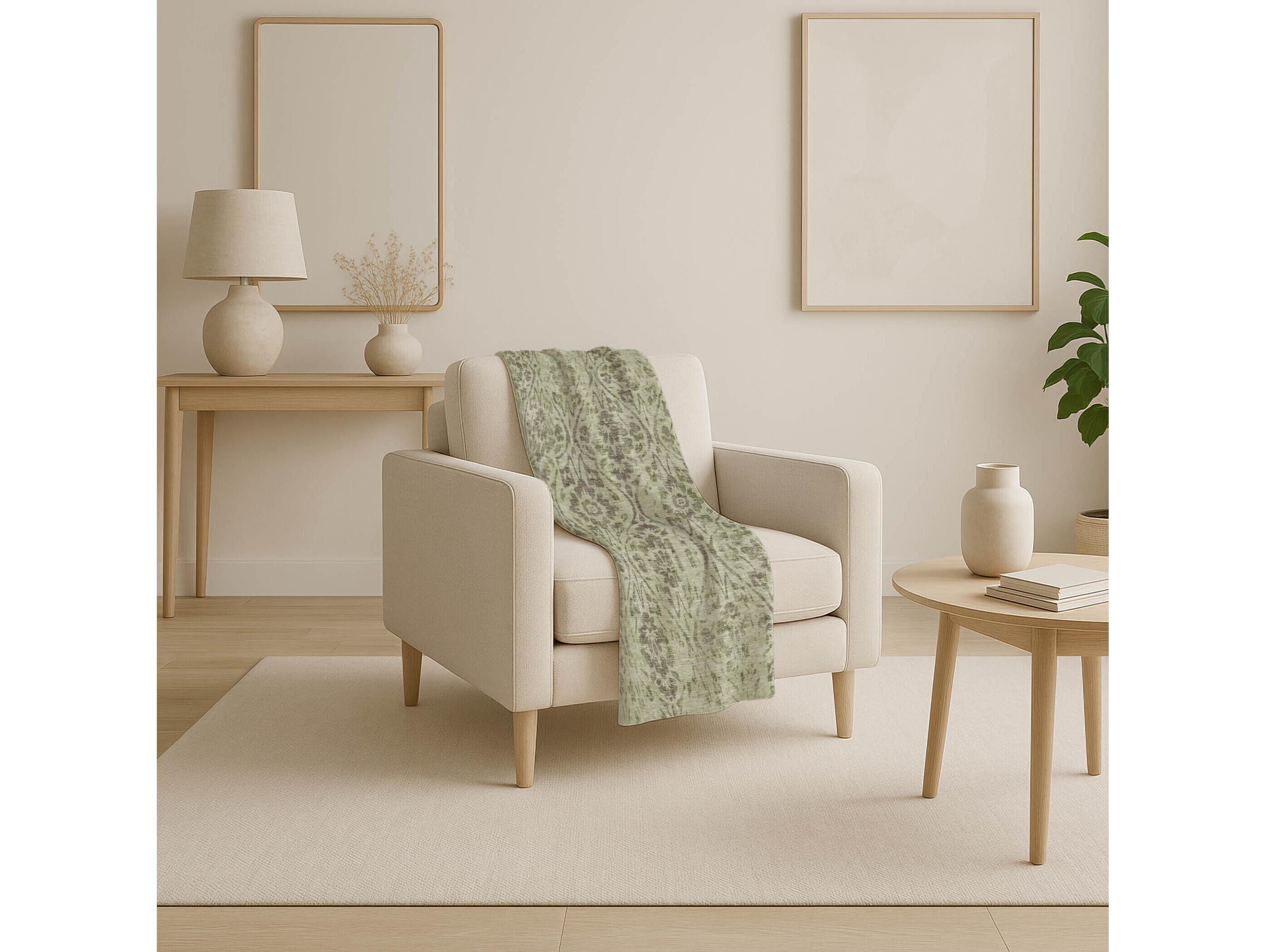 Dalyn Sherpa Green Polyester Throw