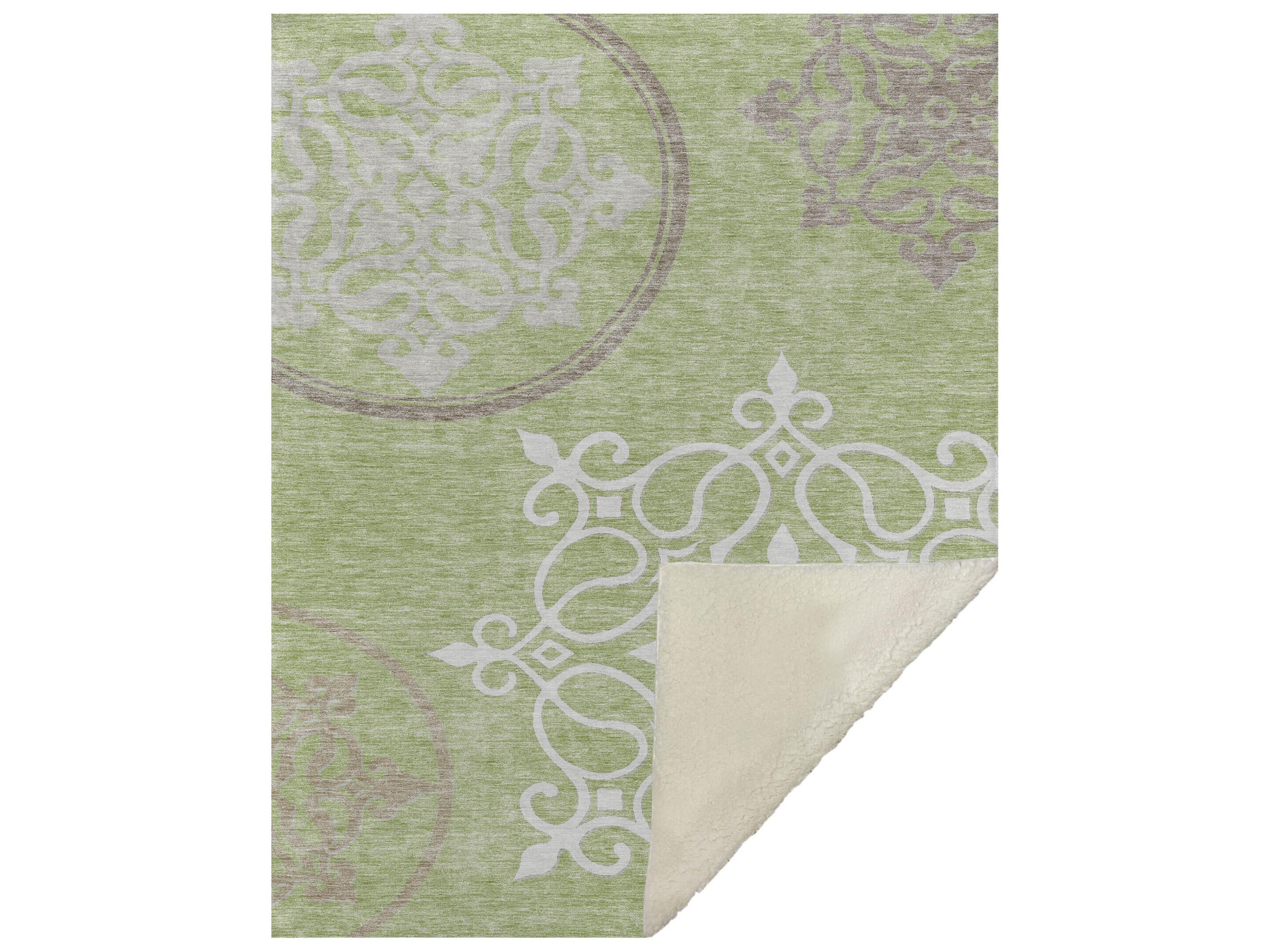 Dalyn Sherpa Green Polyester Throw