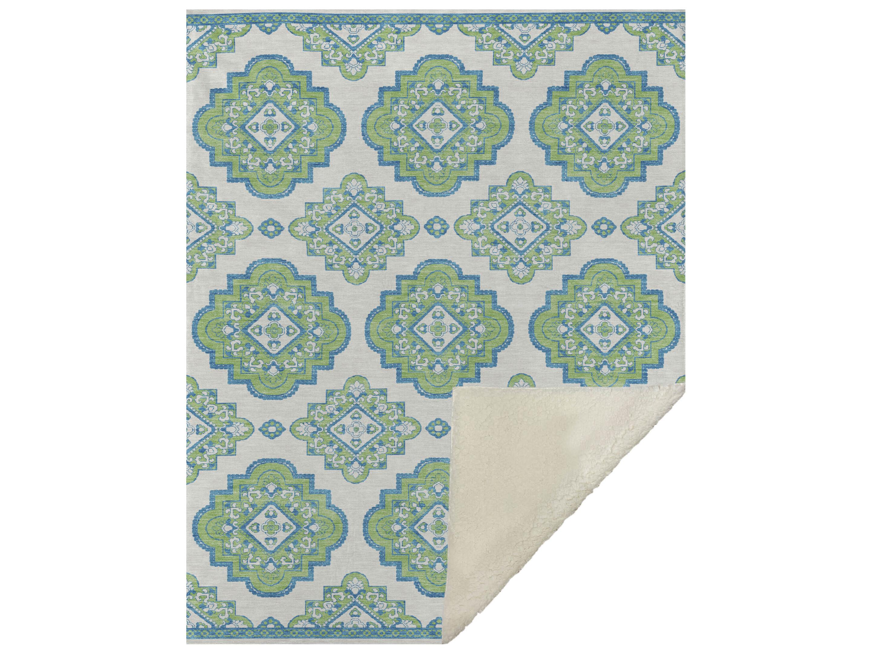 Dalyn Sherpa Green Polyester Throw