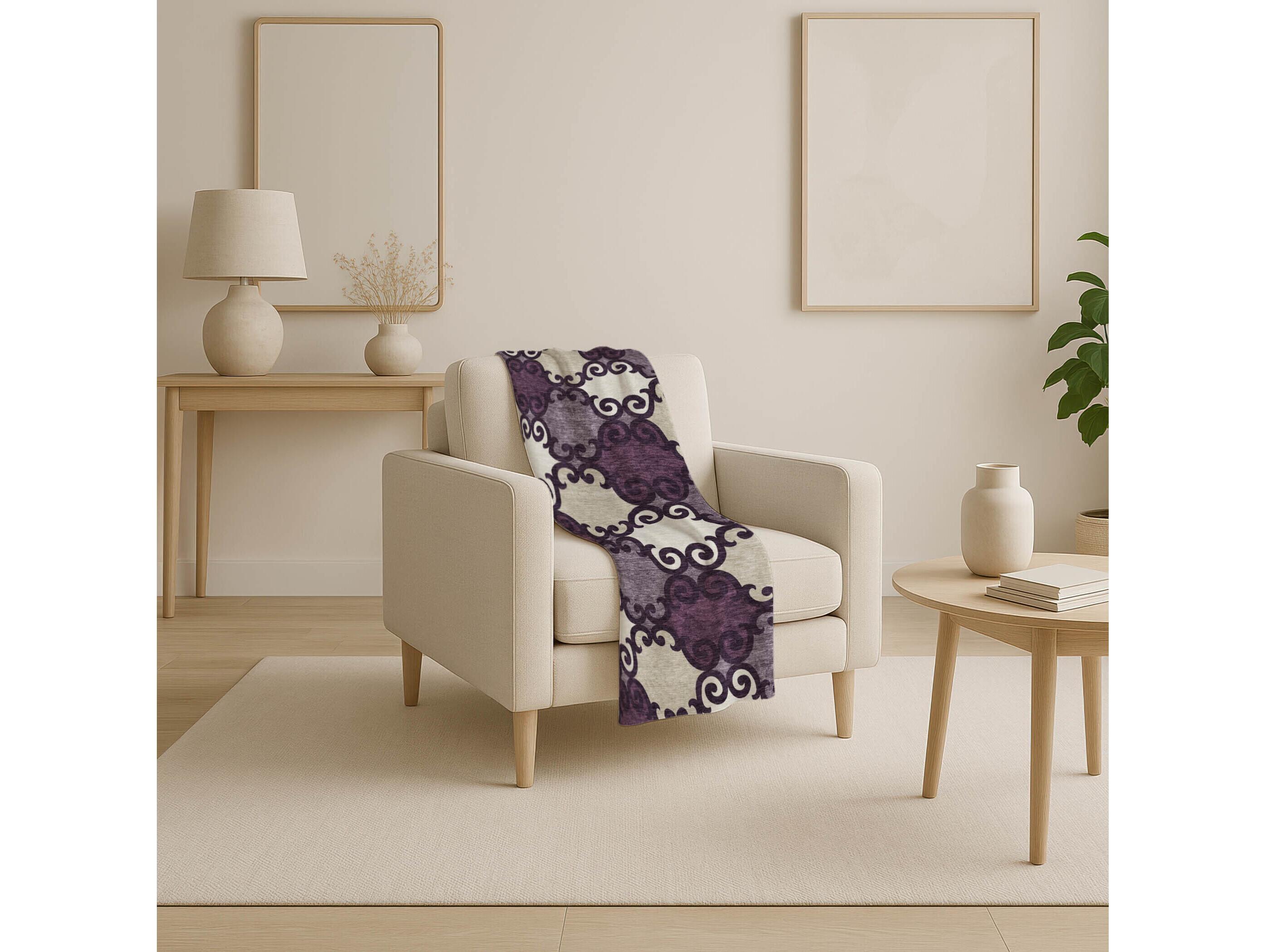 Dalyn Sherpa Purple Polyester Throw