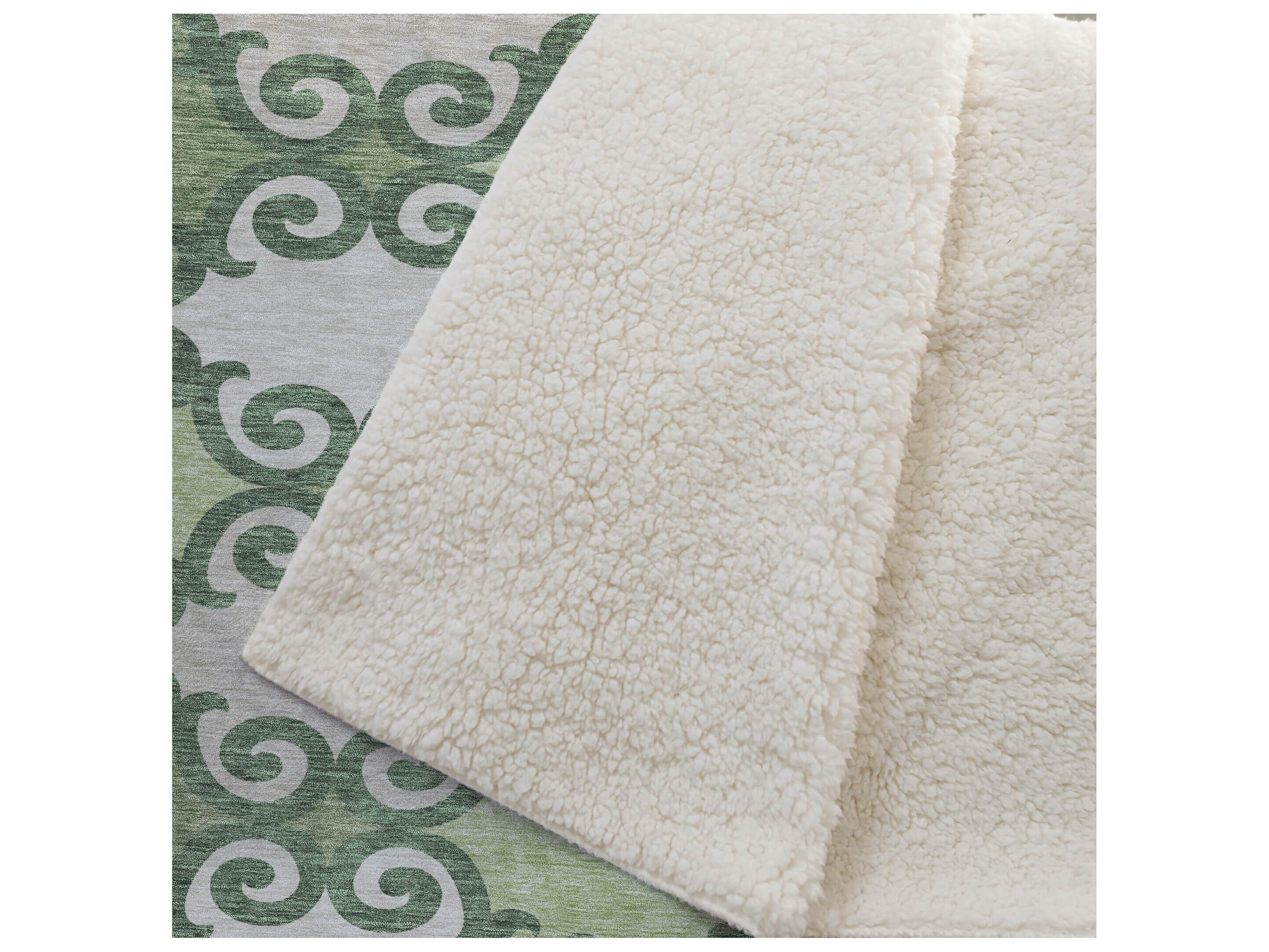 Dalyn Sherpa Green Polyester Throw