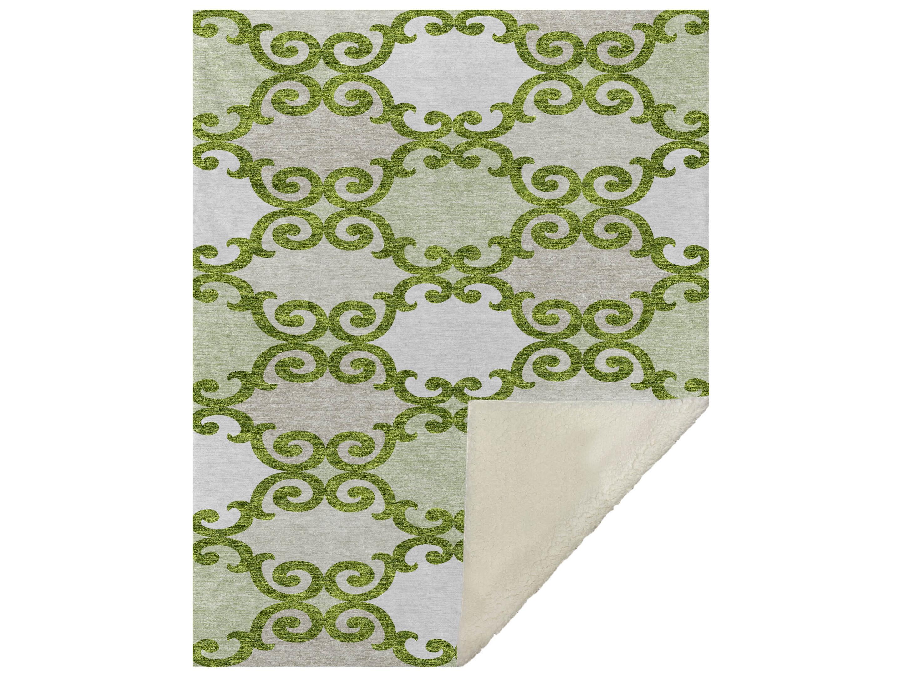 Dalyn Sherpa Green Polyester Throw