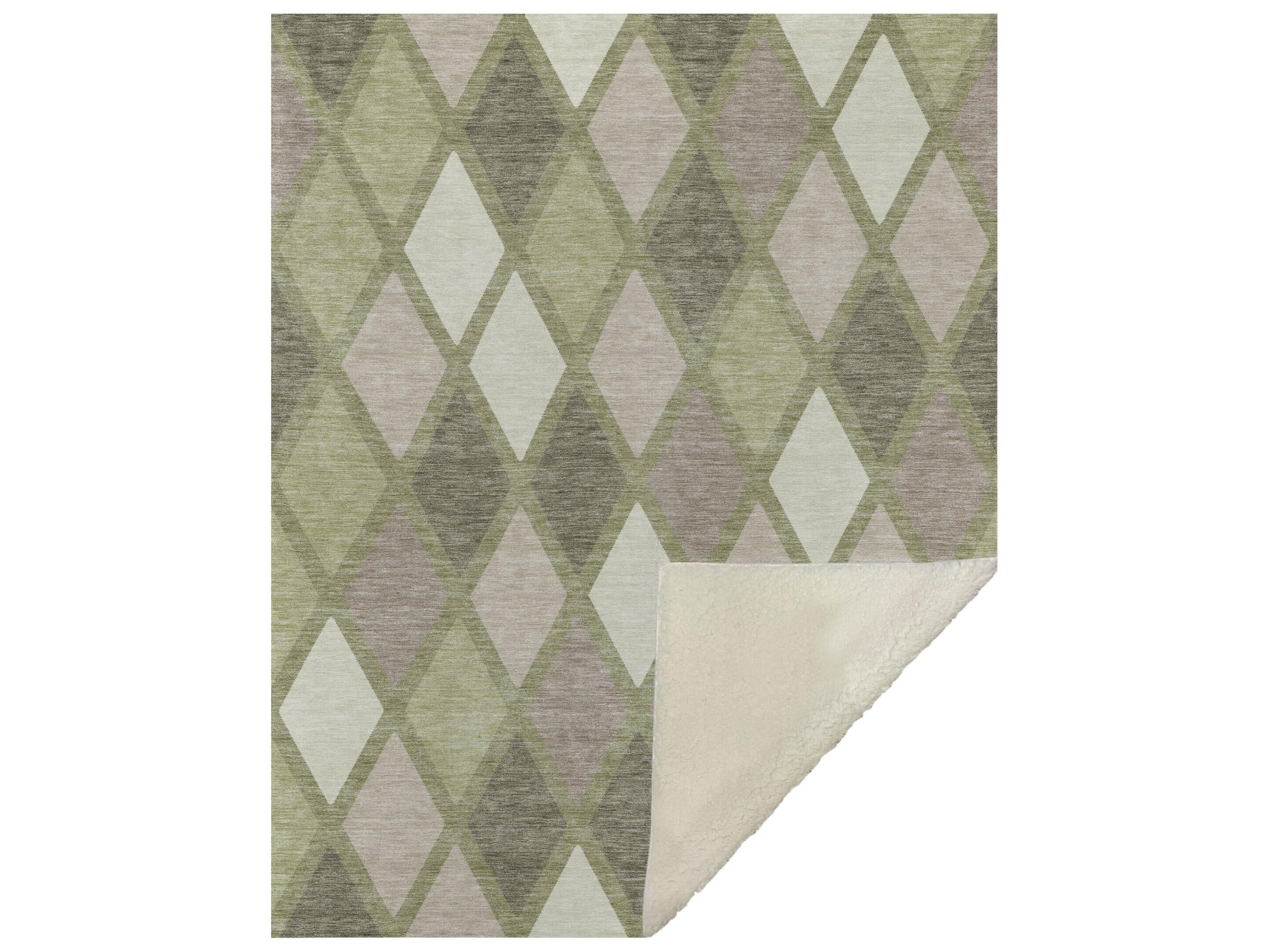 Dalyn Sherpa Green Polyester Throw