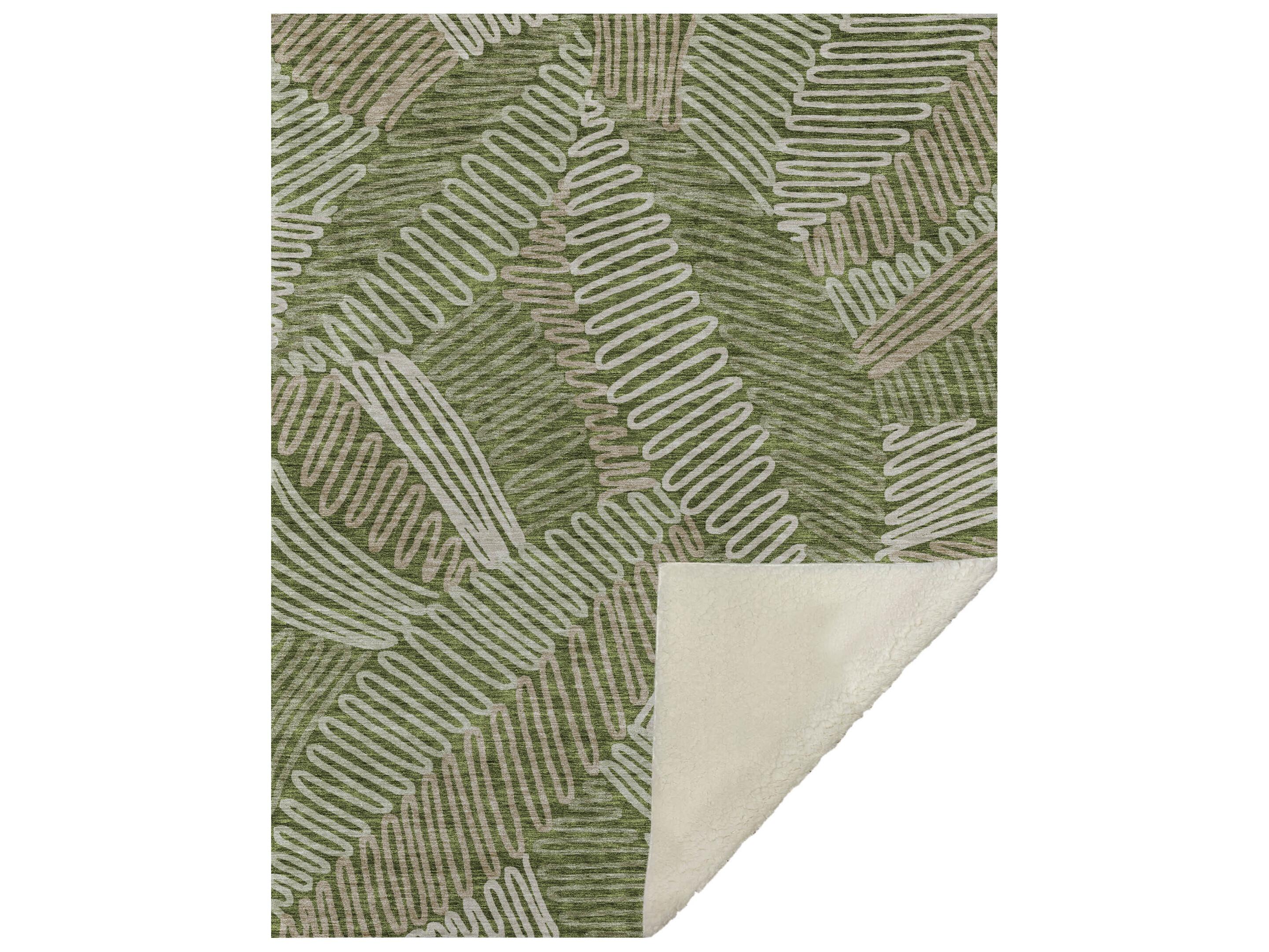 Dalyn Sherpa Green Polyester Throw