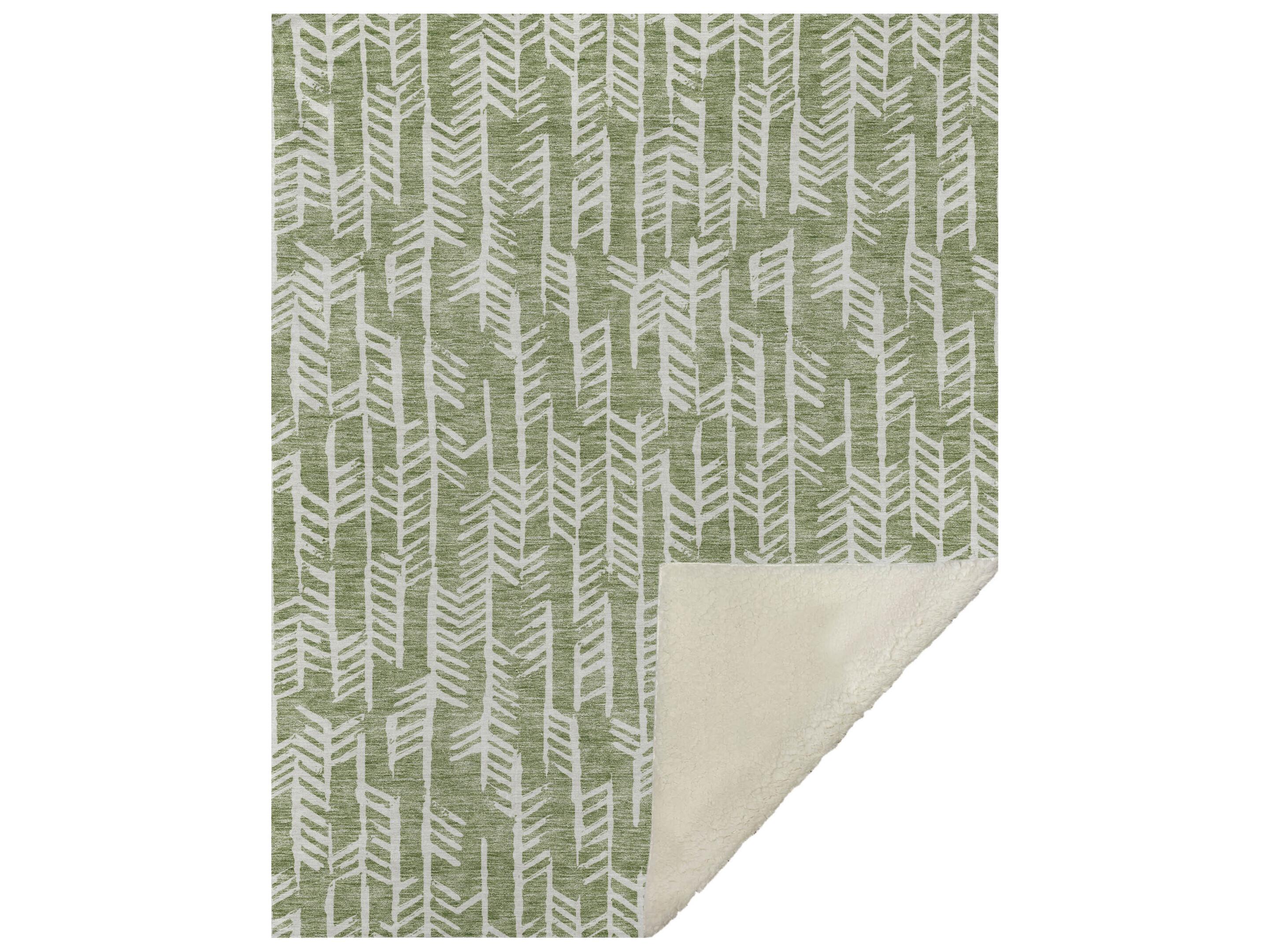 Dalyn Sherpa Green Polyester Throw