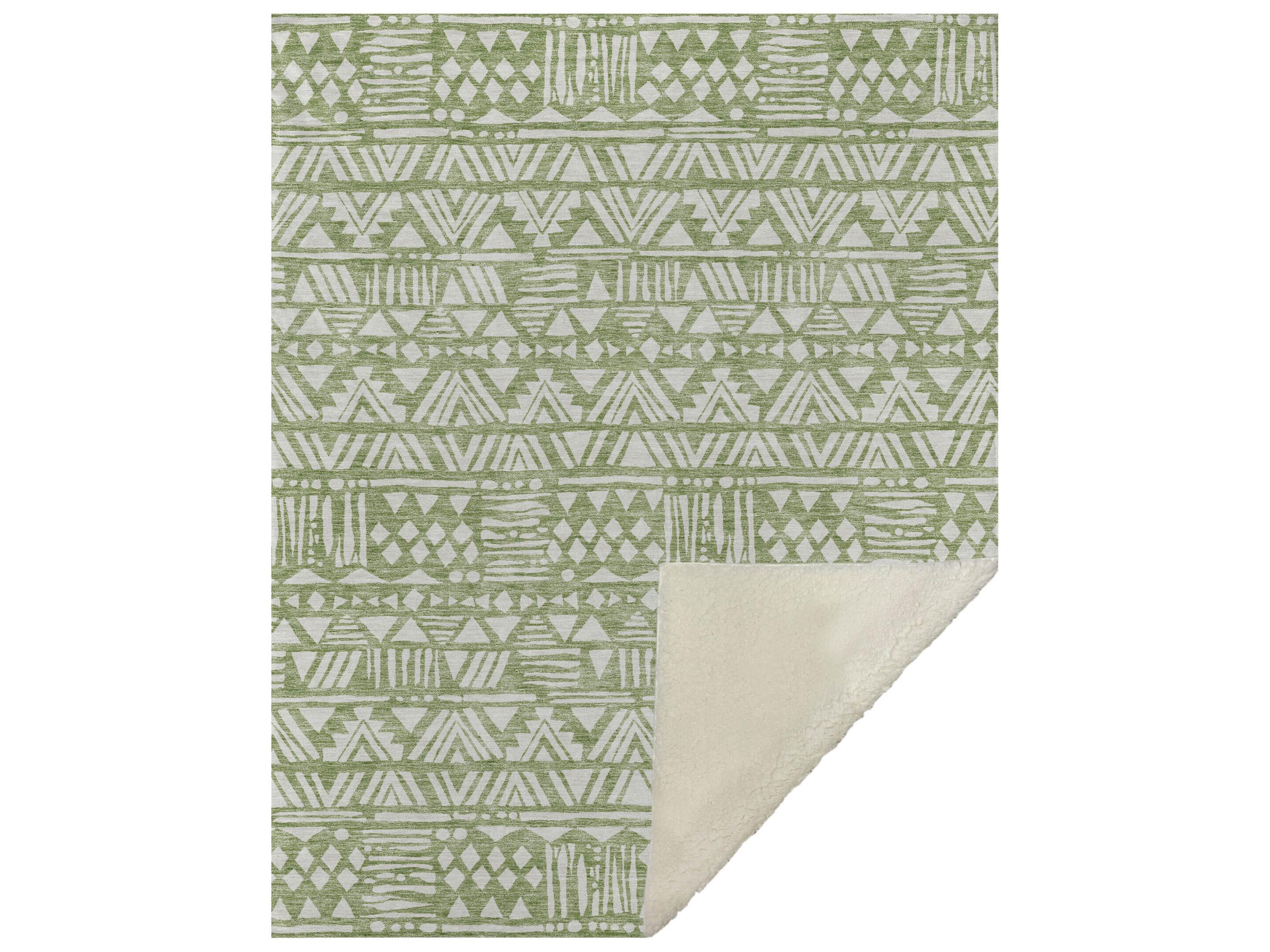 Dalyn Sherpa Green Polyester Throw