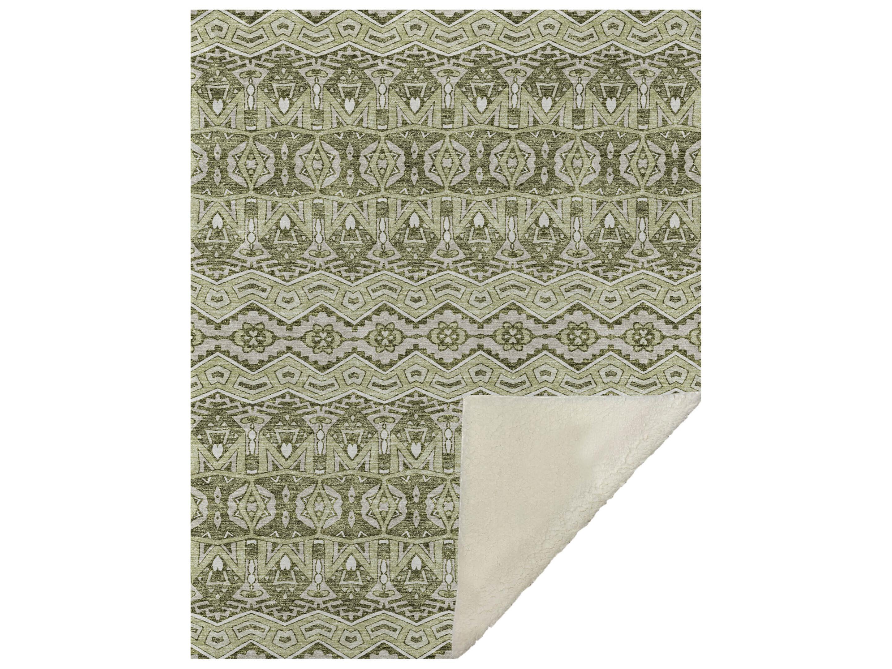 Dalyn Sherpa Green Polyester Throw