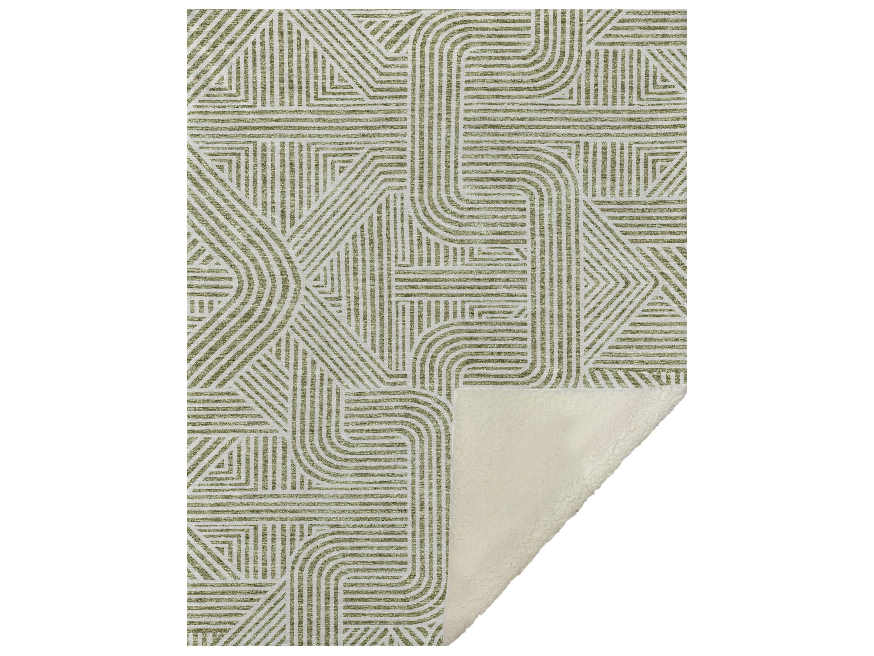 Dalyn Sherpa Green Polyester Throw