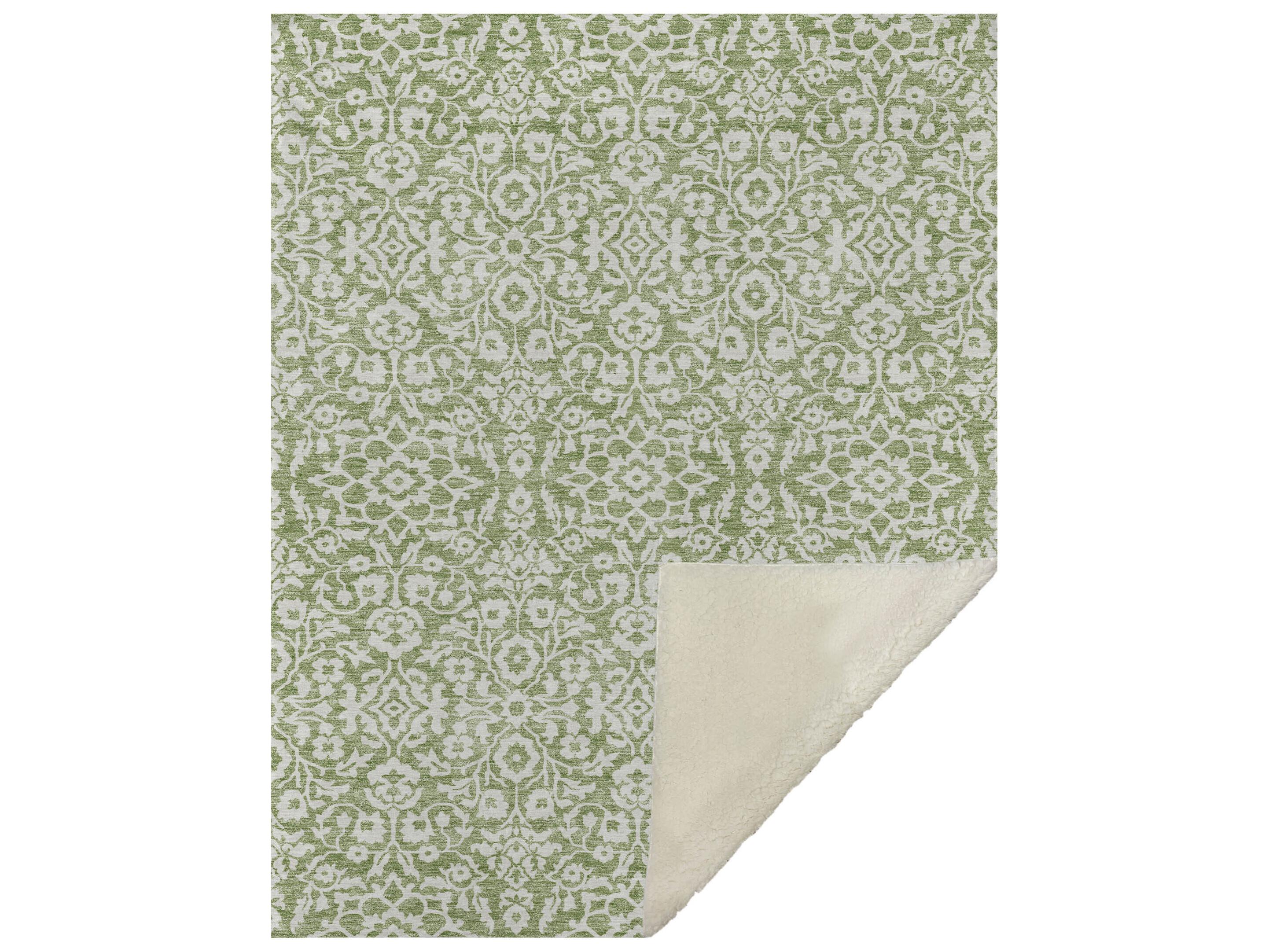 Dalyn Sherpa Green Polyester Throw