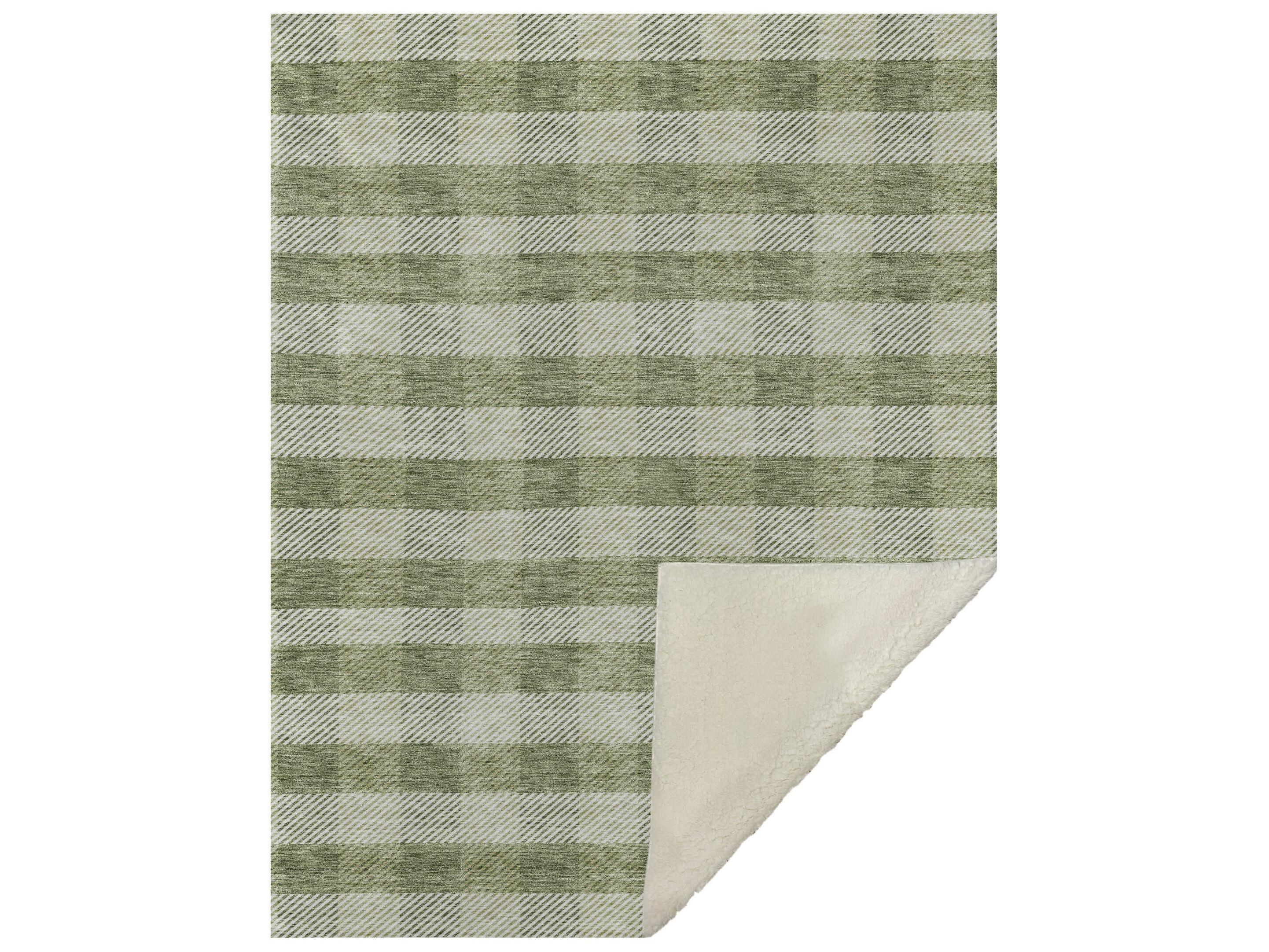 Dalyn Sherpa Green Polyester Throw