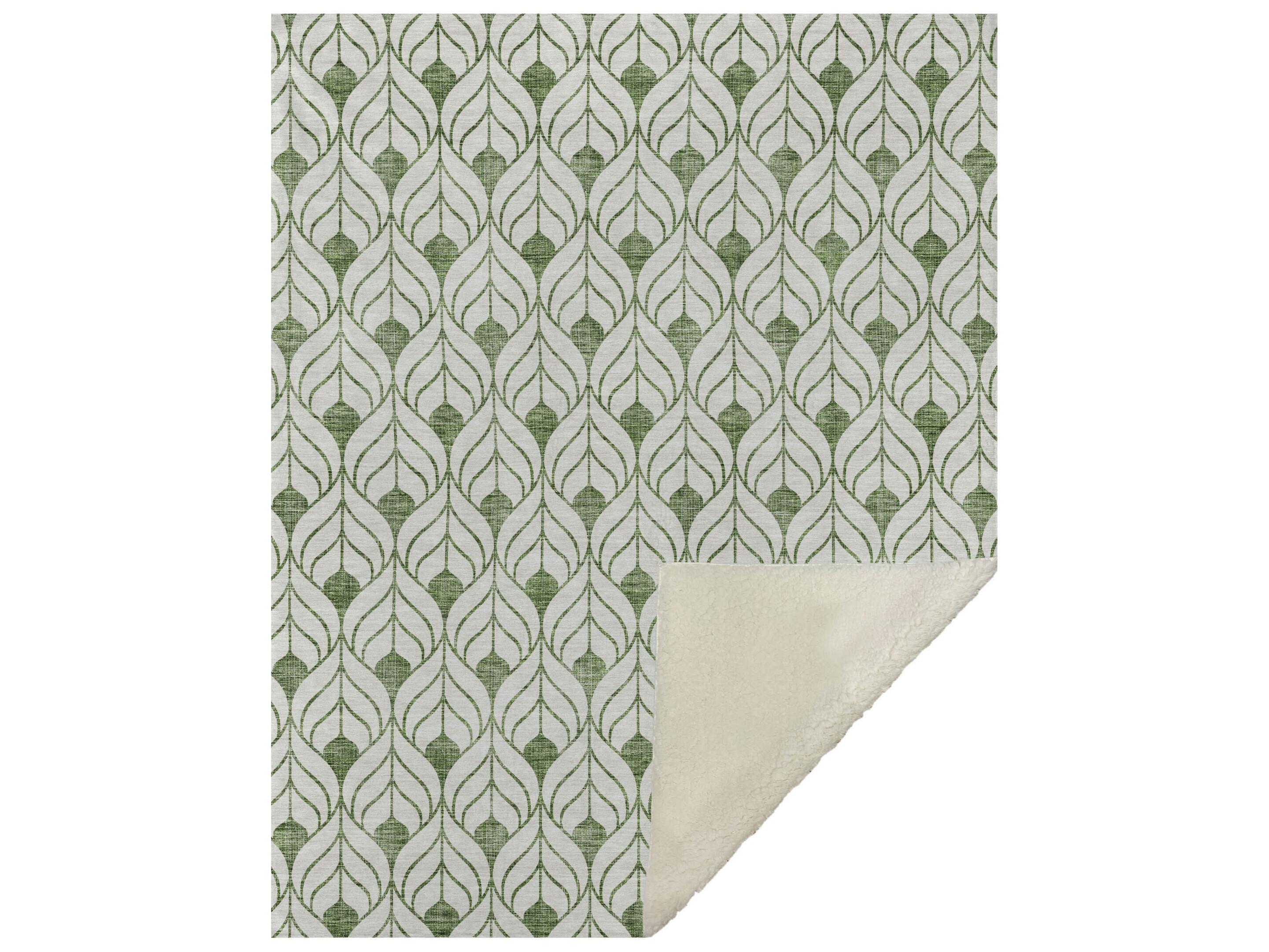 Dalyn Sherpa Green Polyester Throw