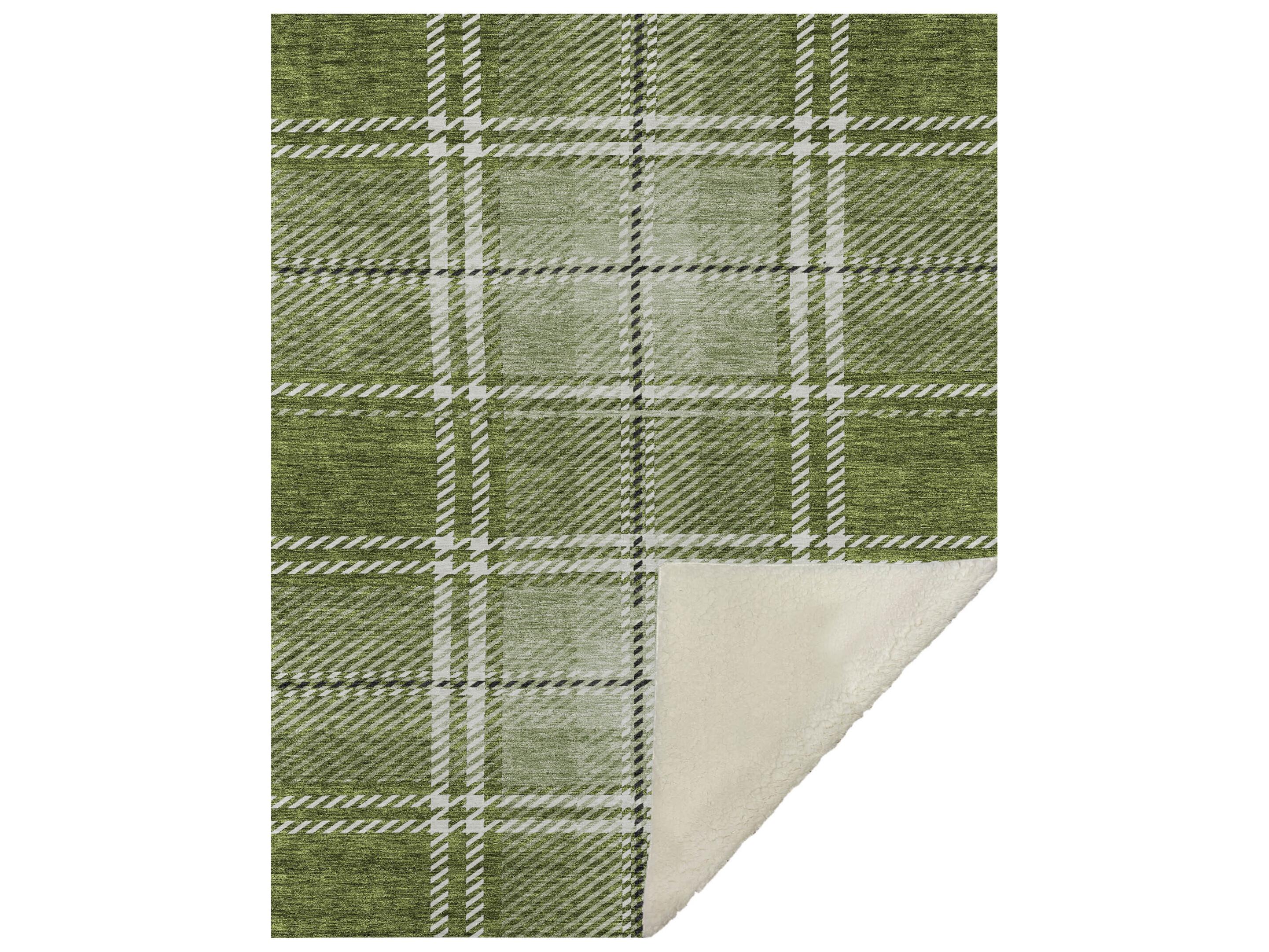 Dalyn Sherpa Green Polyester Throw