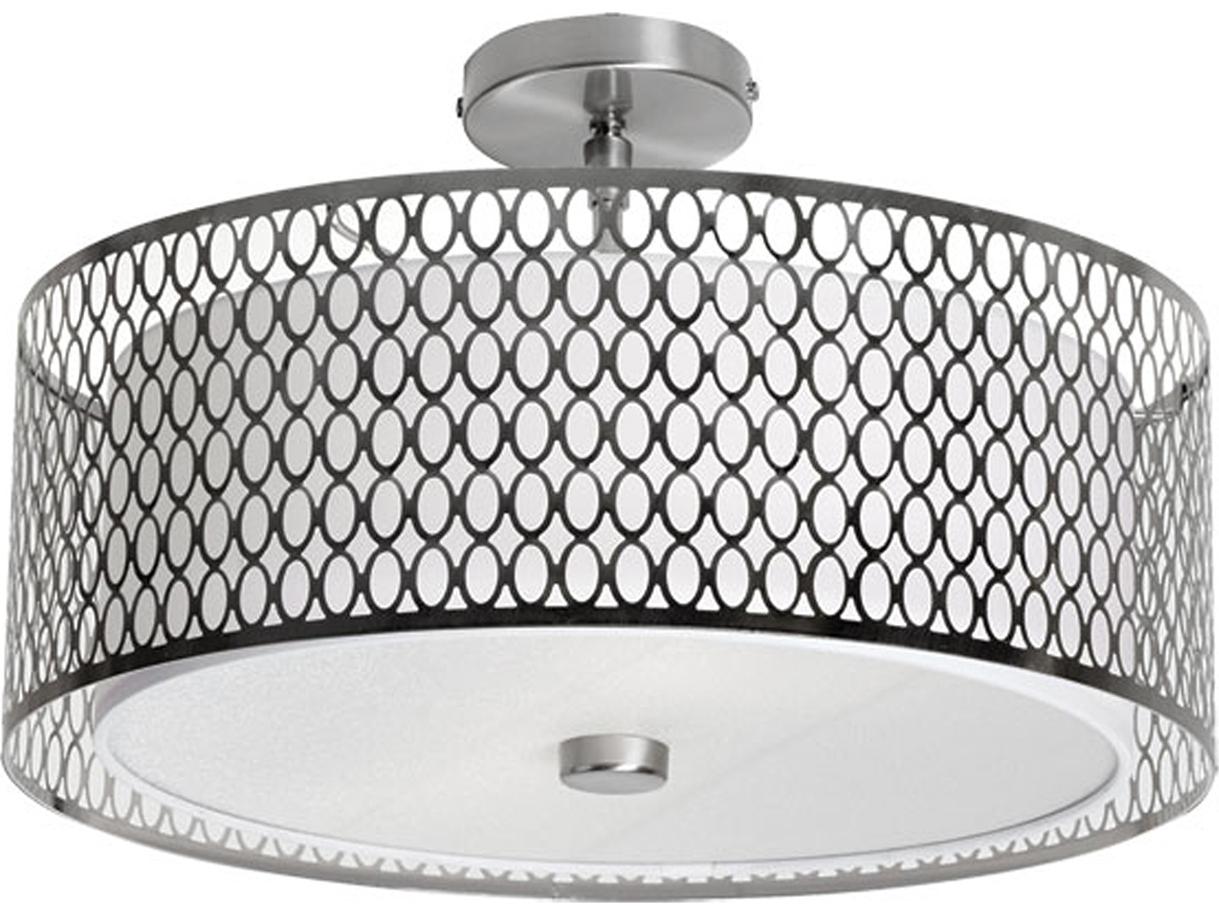 Dainolite Kordan 3-Light Satin Chrome Drum Semi Flush Mount