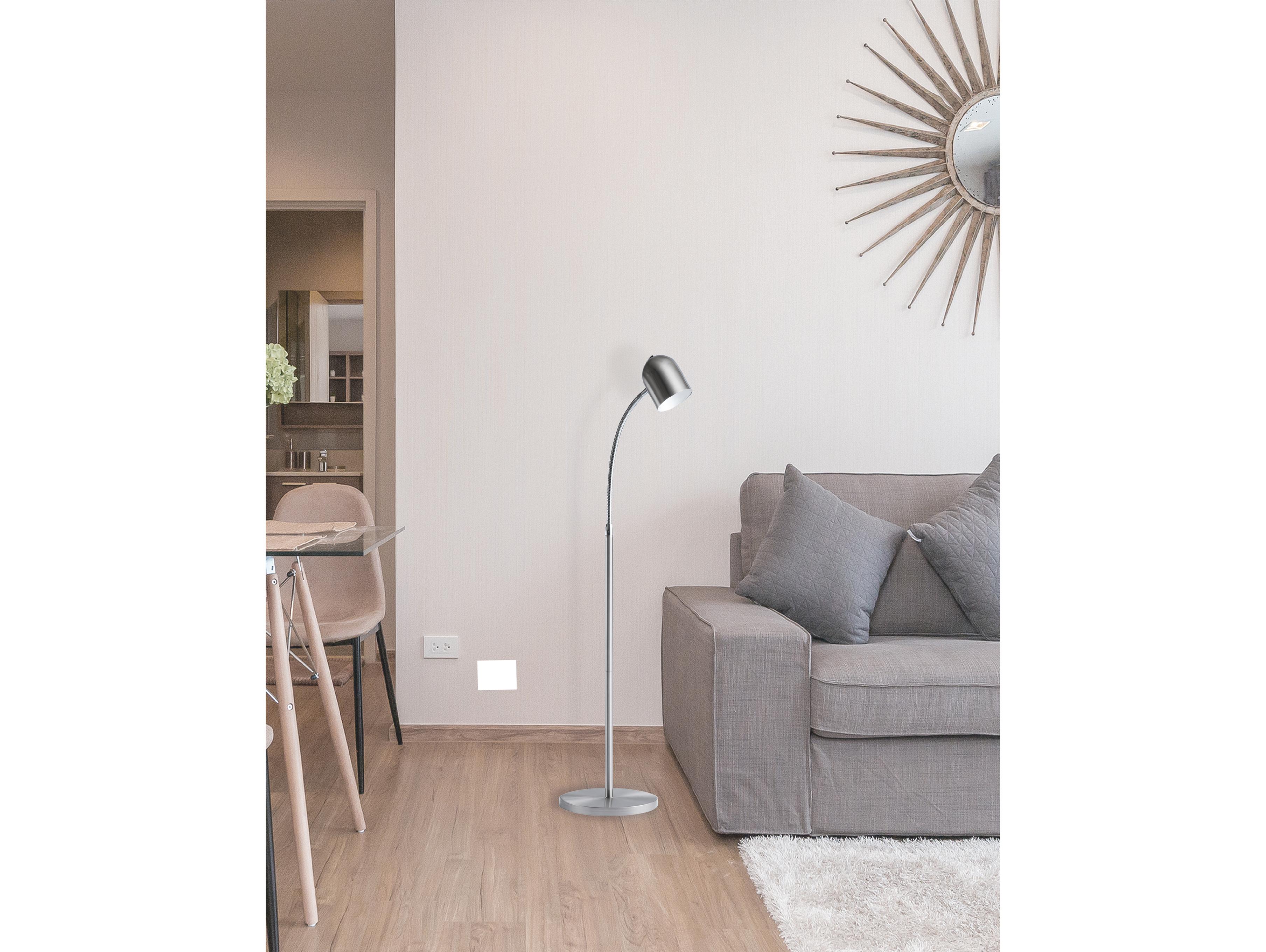 Dainolite Satin Chrome Polished Silver Floor Lamp