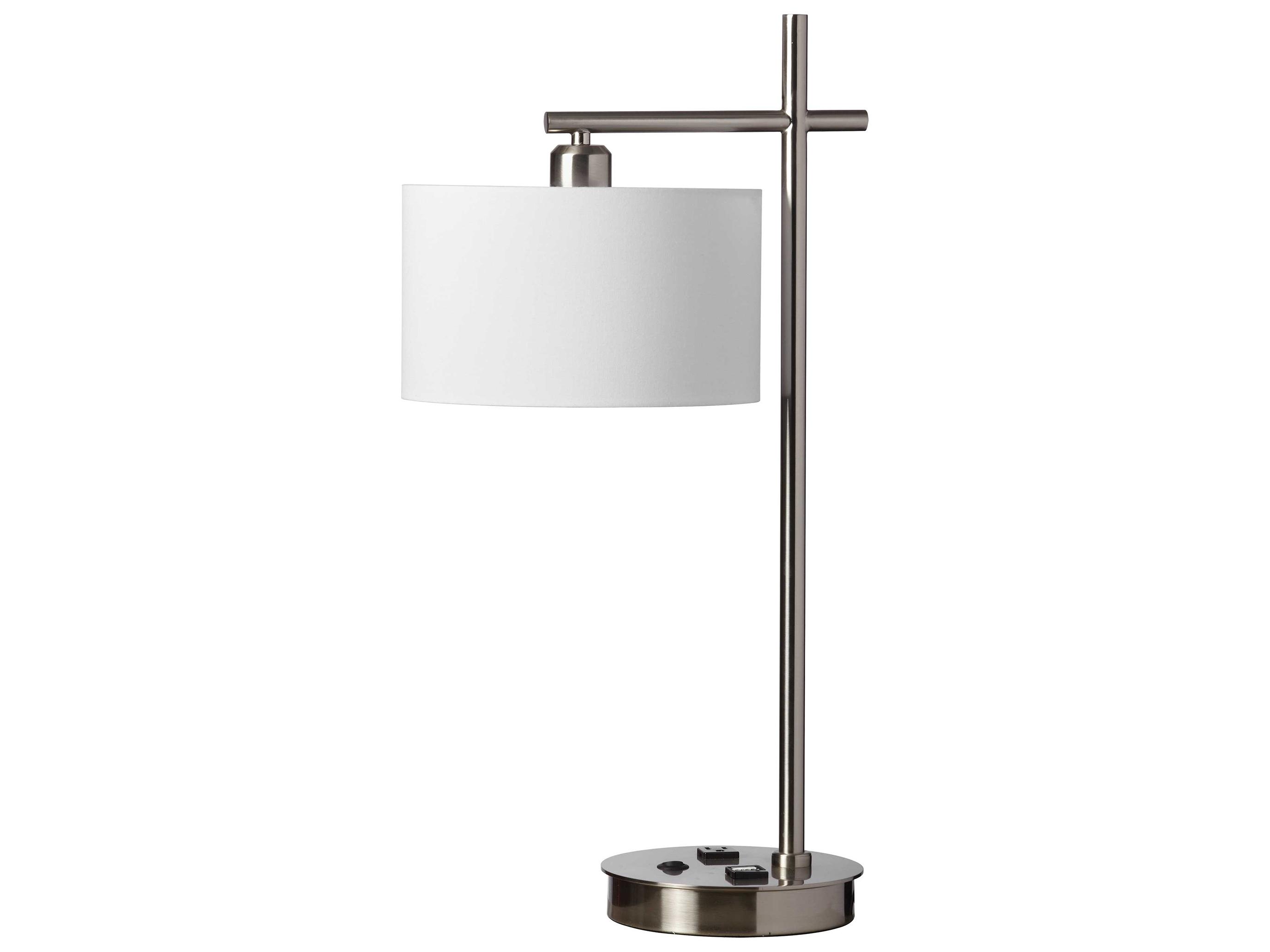 Dainolite Satin Chrome White Fabric Buffet Lamp