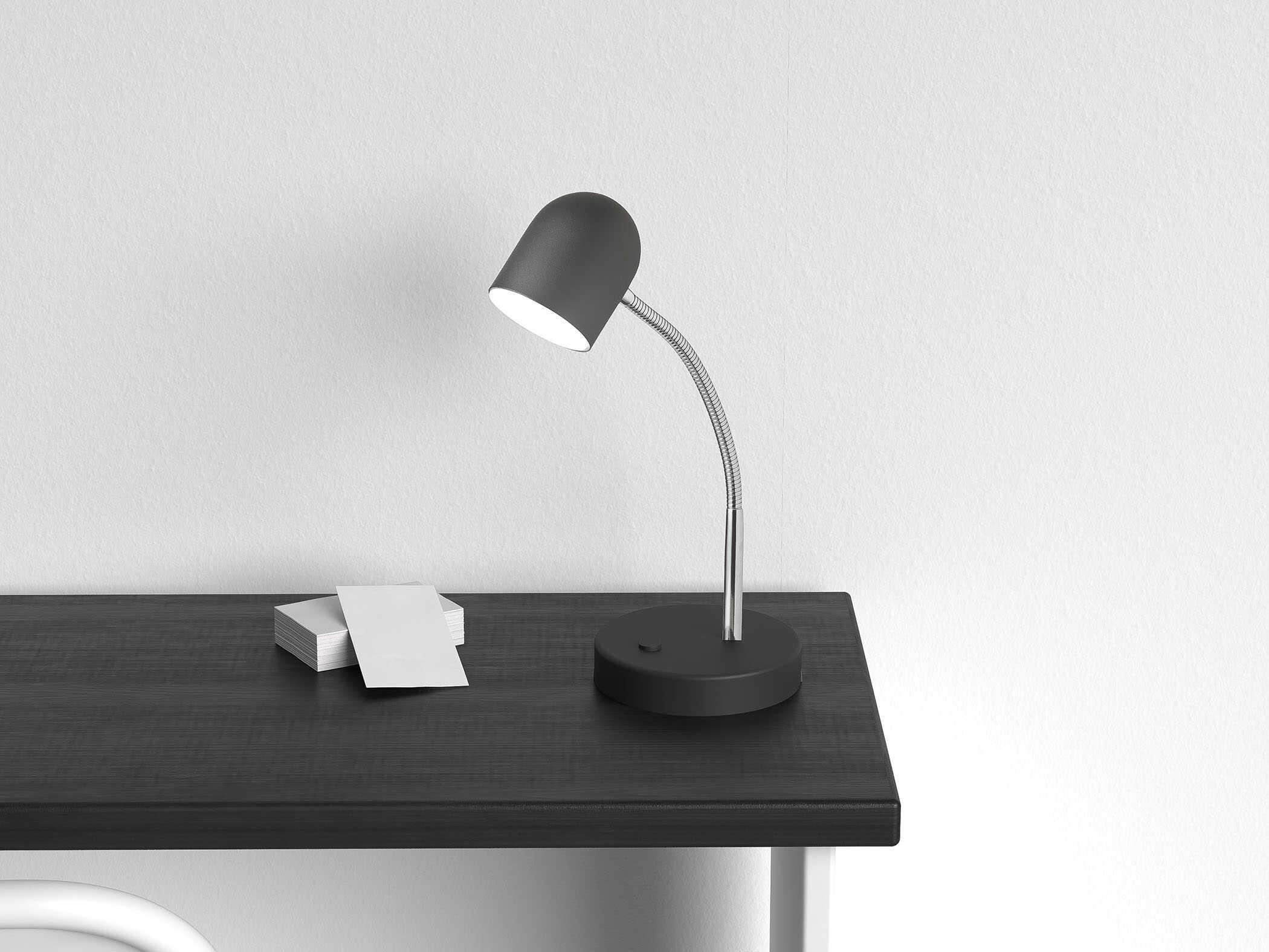 Dainolite Satin Black Polished Chrome Desk Lamp