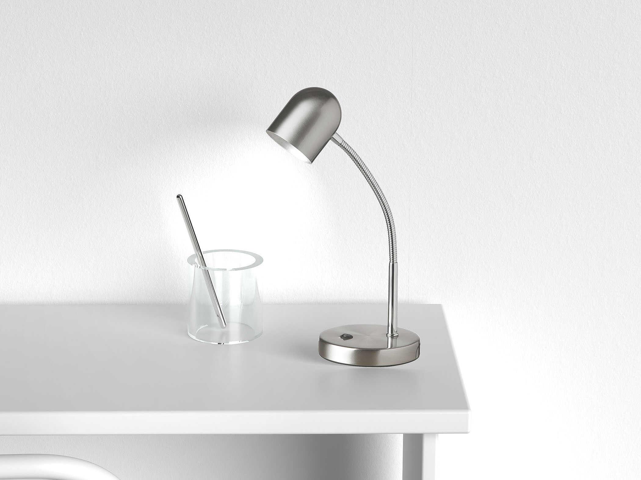 Dainolite Satin Chrome Polished Silver Desk Lamp