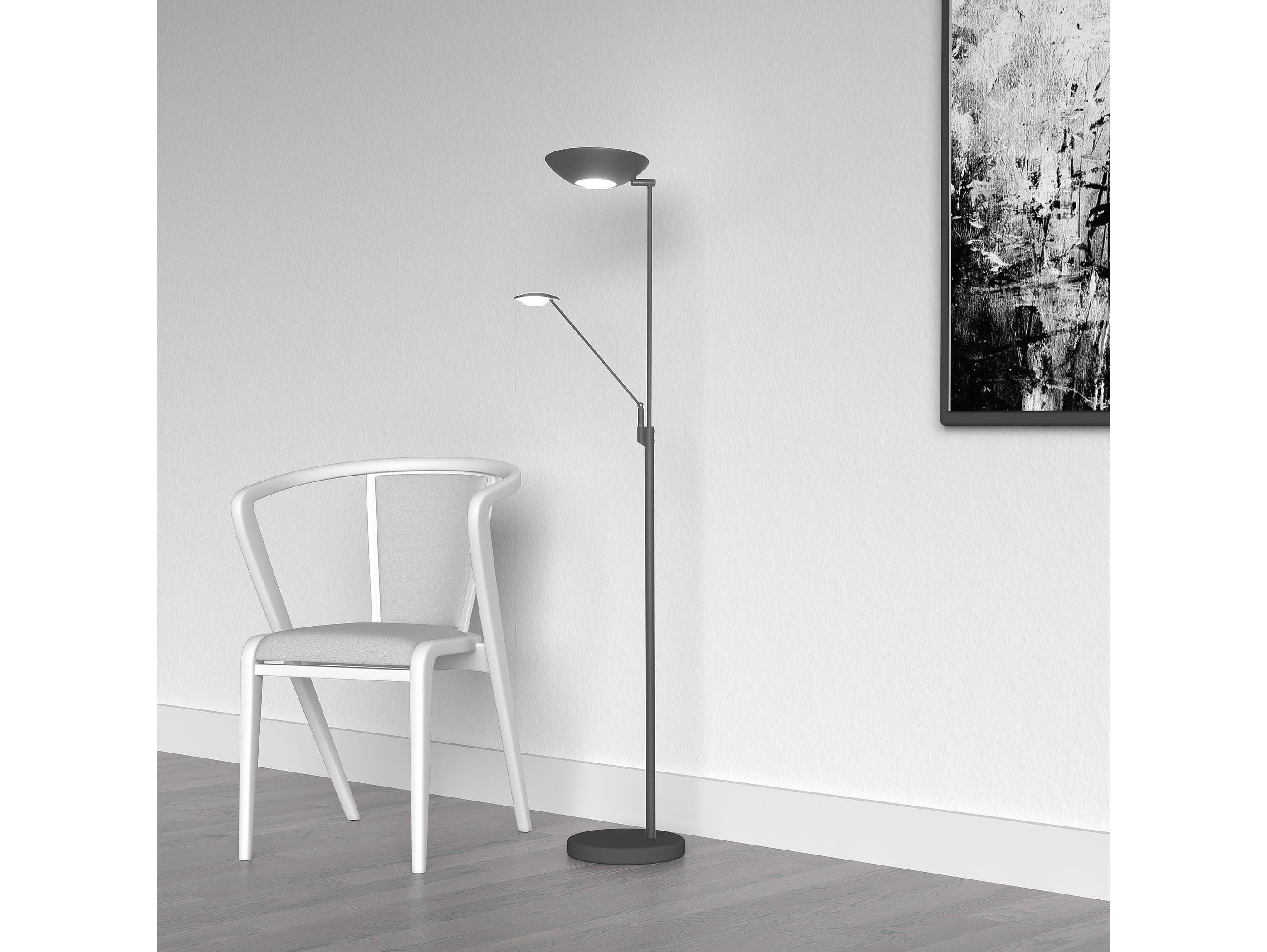 Dainolite Mother And Son Black Polished Chrome Floor Lamp