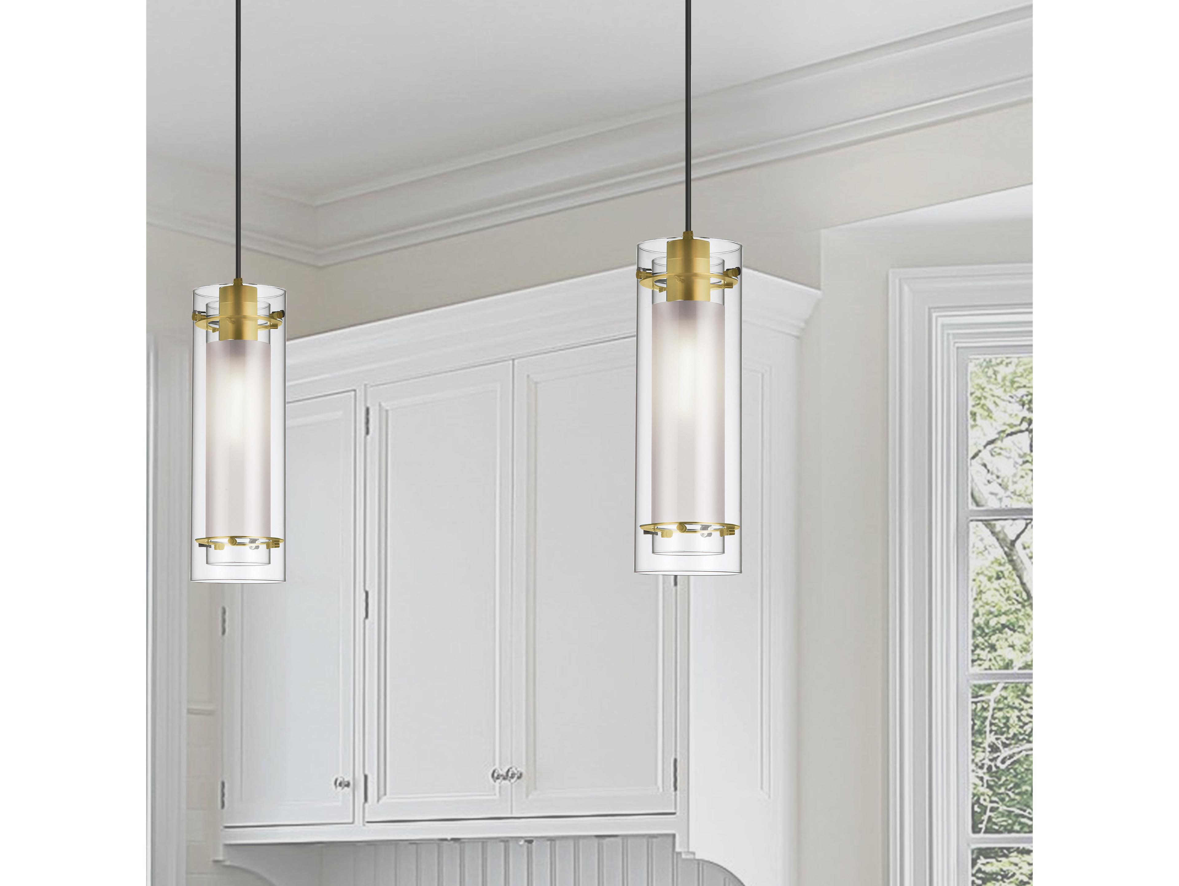 Dainolite Pasha 1-Light Aged Brass Cylinder Mini Pendant