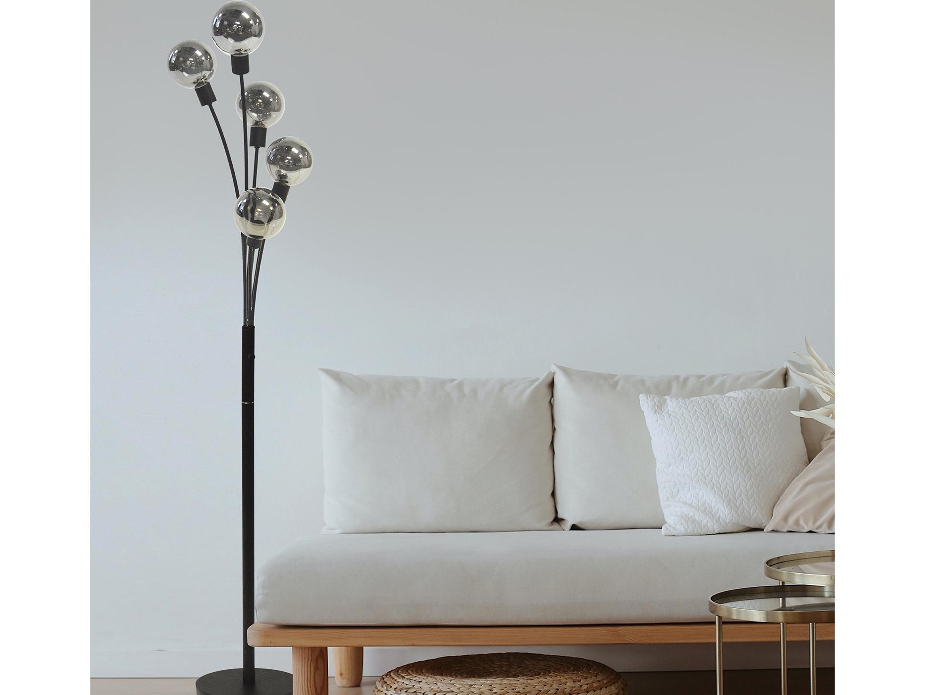 Dainolite Budding Branch Black Smoke Glass Floor Lamp
