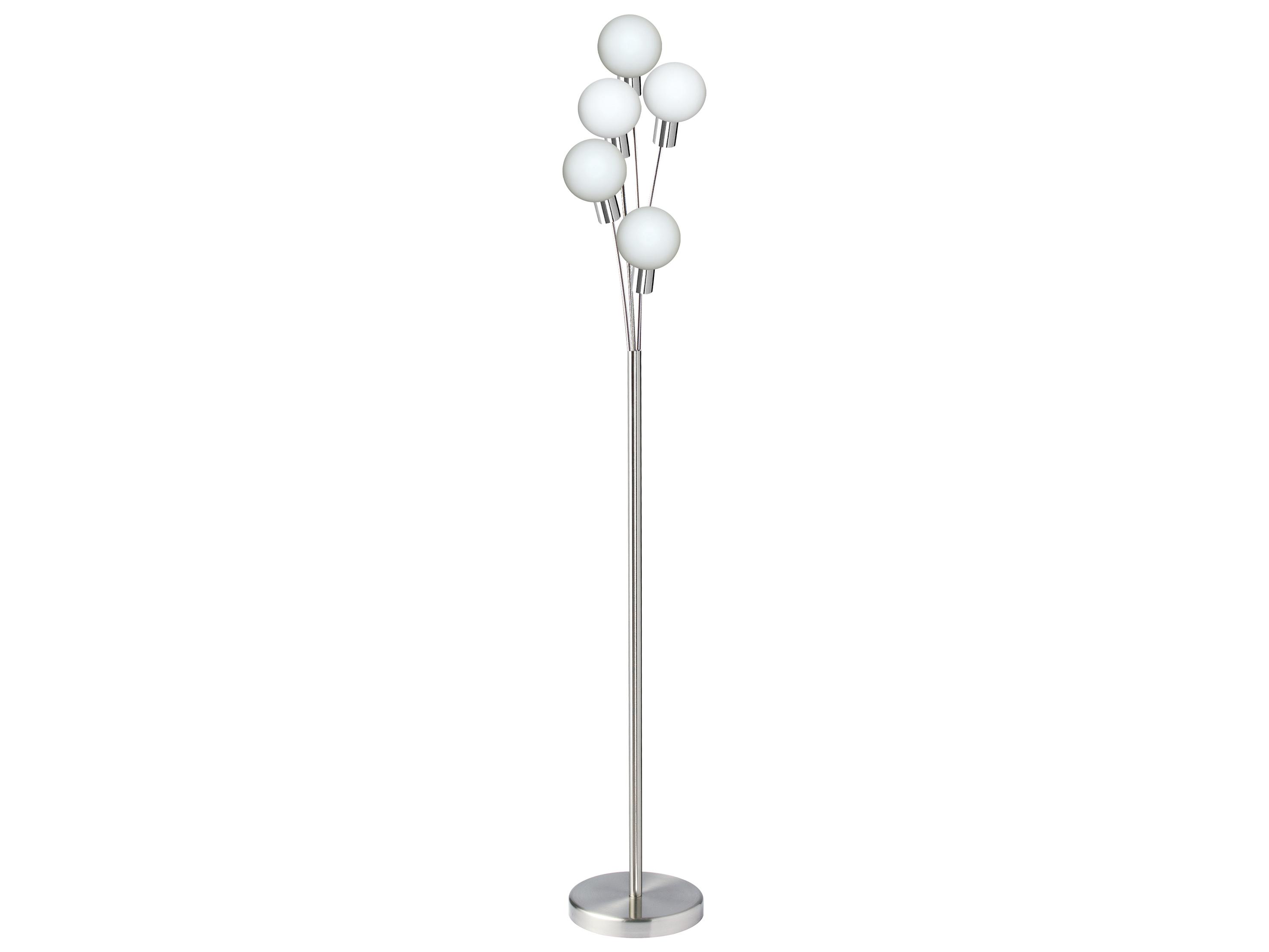 Dainolite Budding Branch Satin Chrome White Glass Silver Floor Lamp