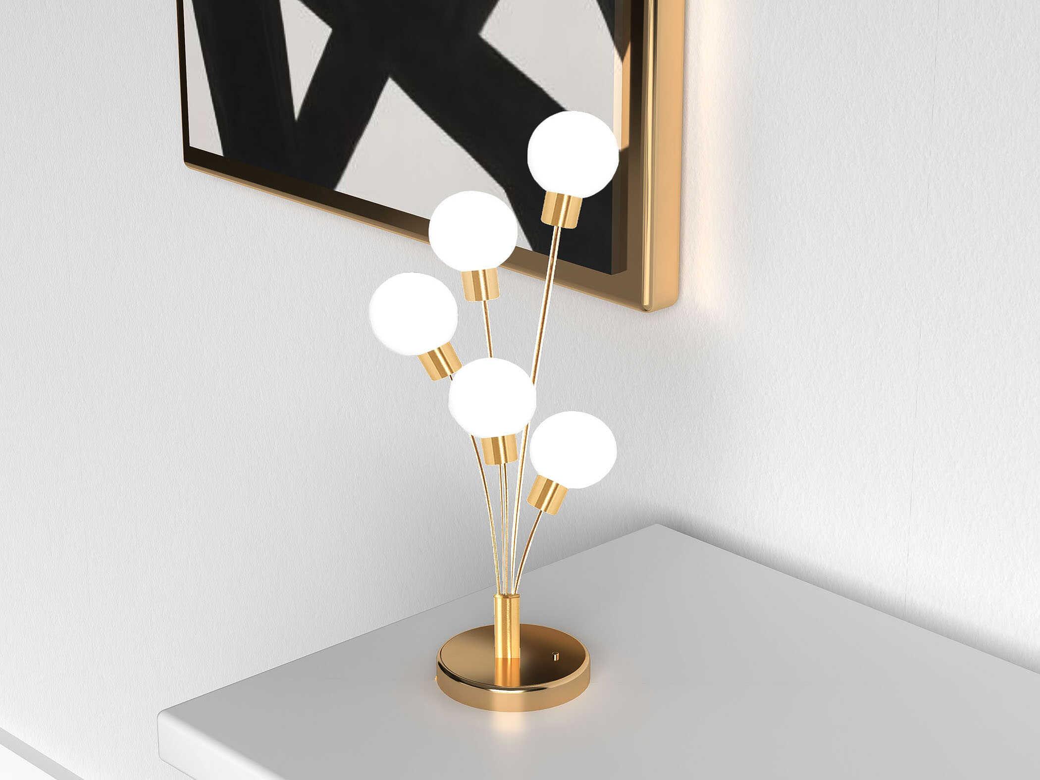 Dainolite Budding Branch Aged Brass White Glass Buffet Lamp