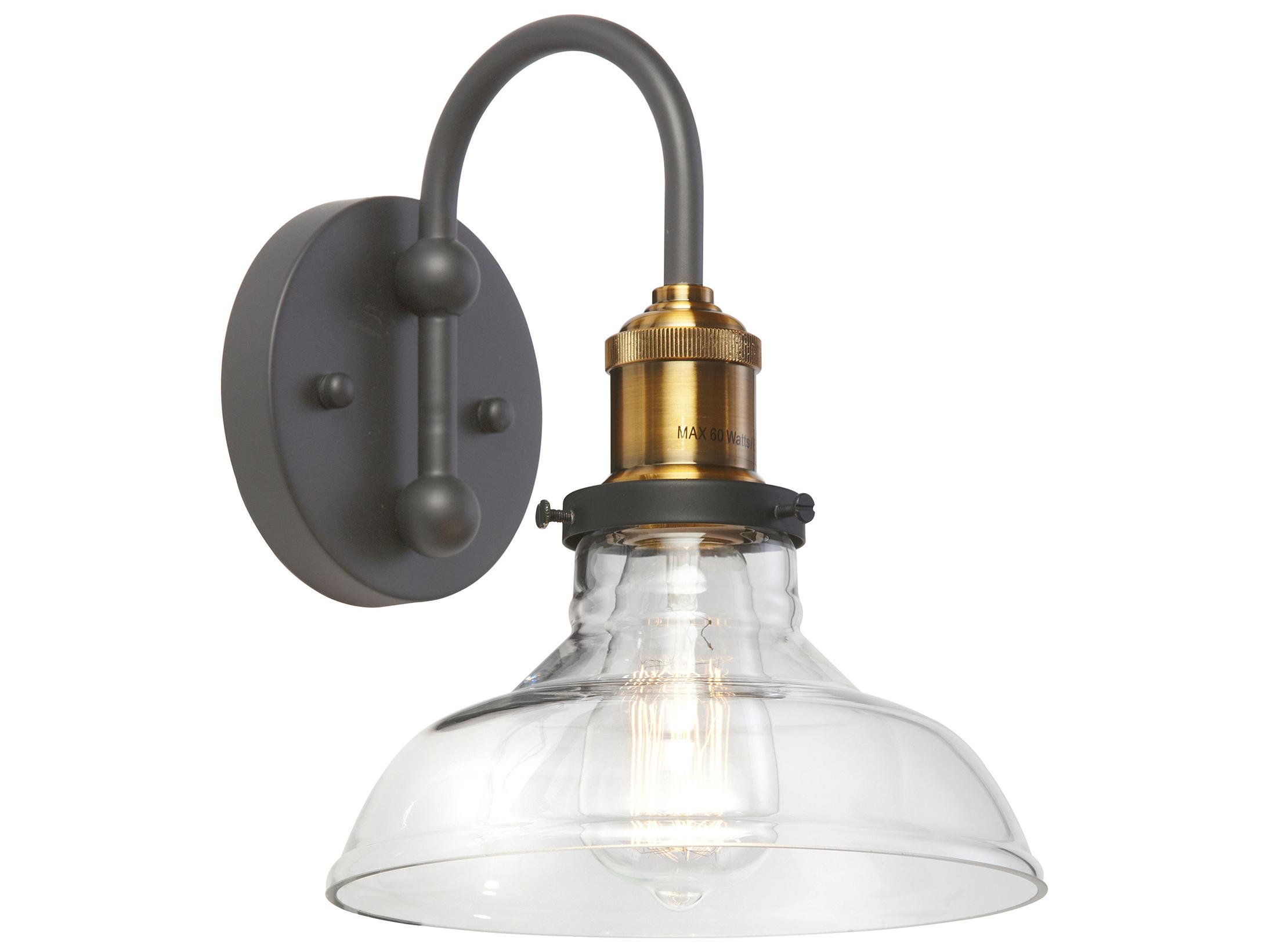 Dainolite Vintage 1-Light Antique Brass Black Wall Sconce