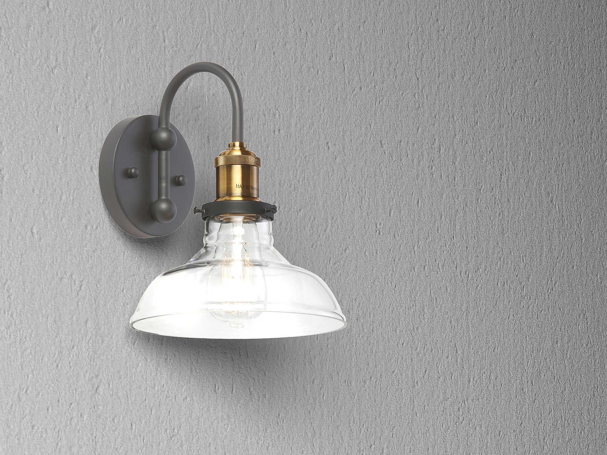 Dainolite Vintage 1-Light Antique Brass Black Wall Sconce