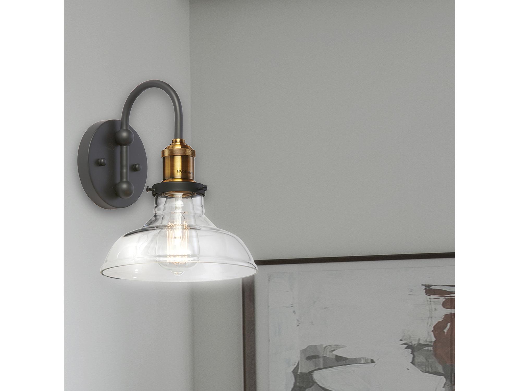 Dainolite Vintage 1-Light Antique Brass Black Wall Sconce