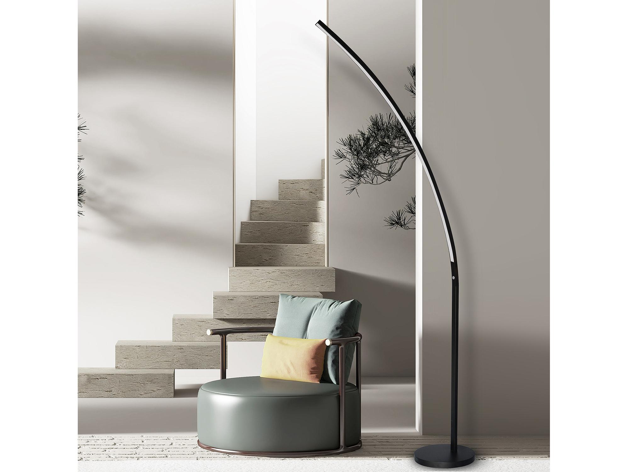 Dainolite Gentle Bend Matte Black Floor Lamp