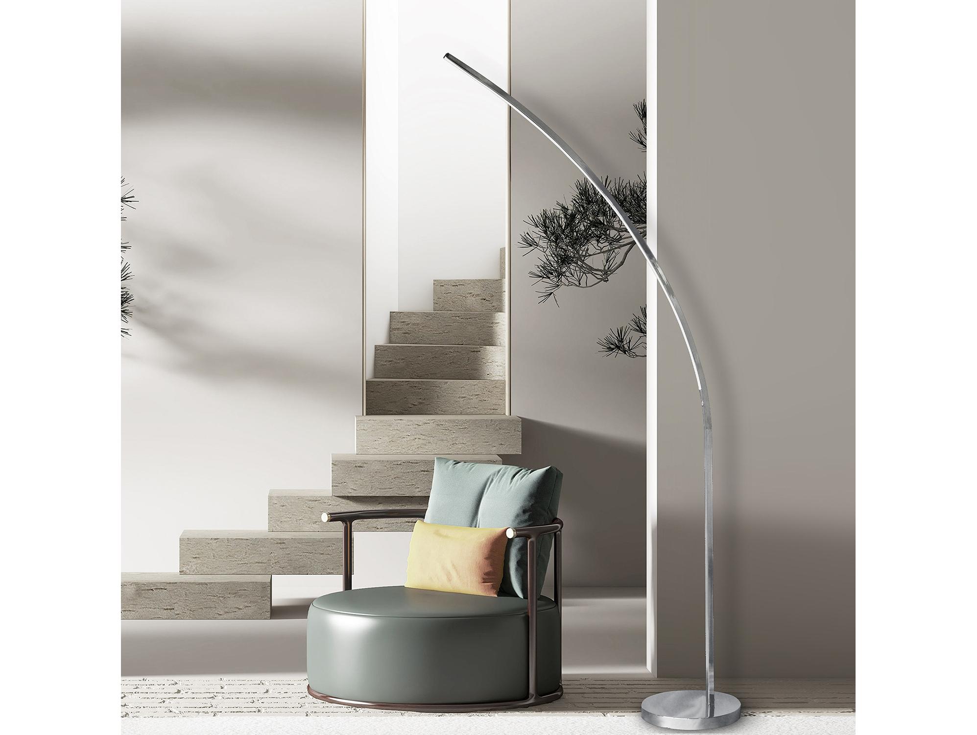 Dainolite Gentle Bend Polished Chrome Floor Lamp