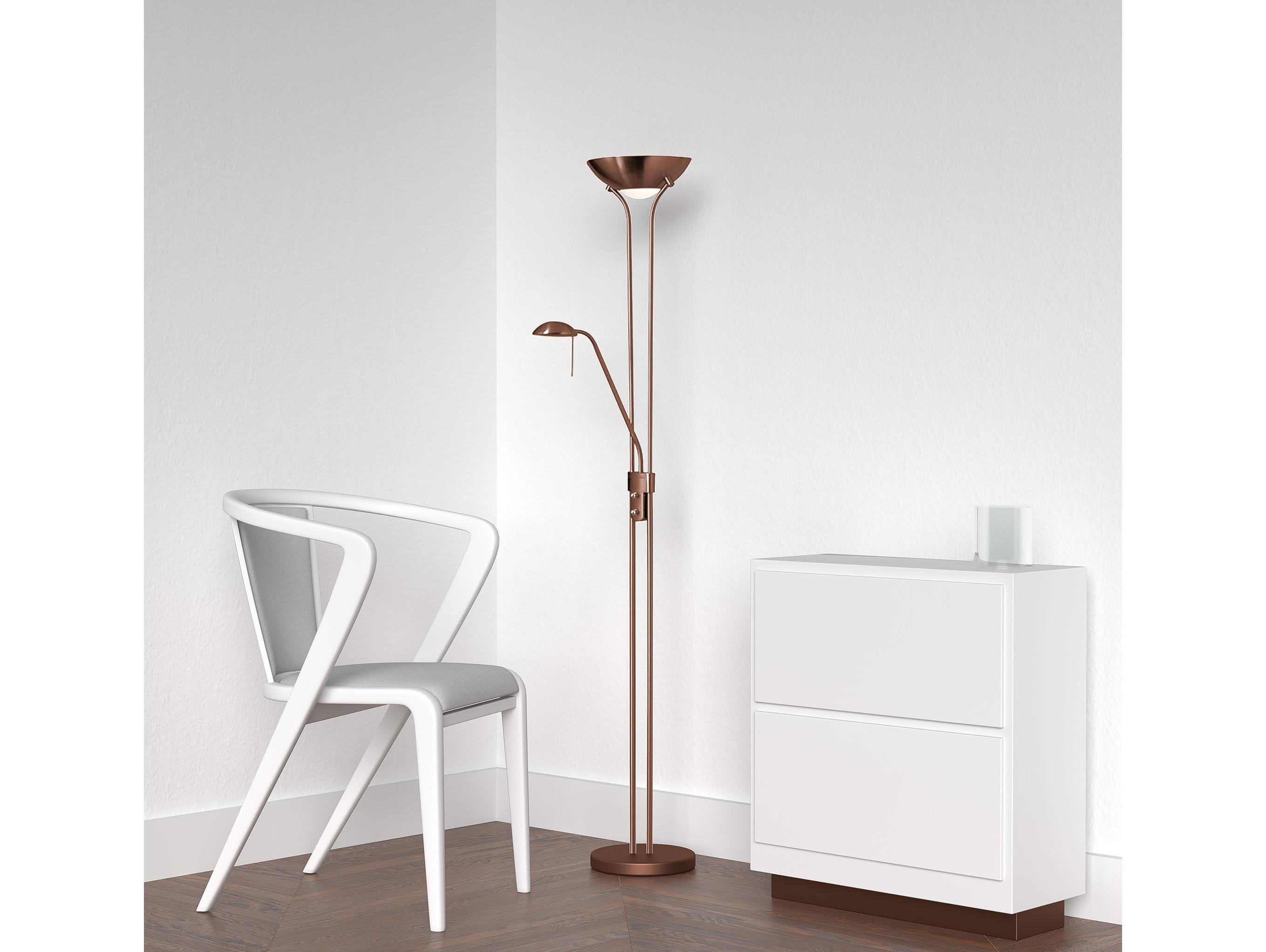 Dainolite Mother And Son Oil Brushed Bronze White Glass Floor Lamp