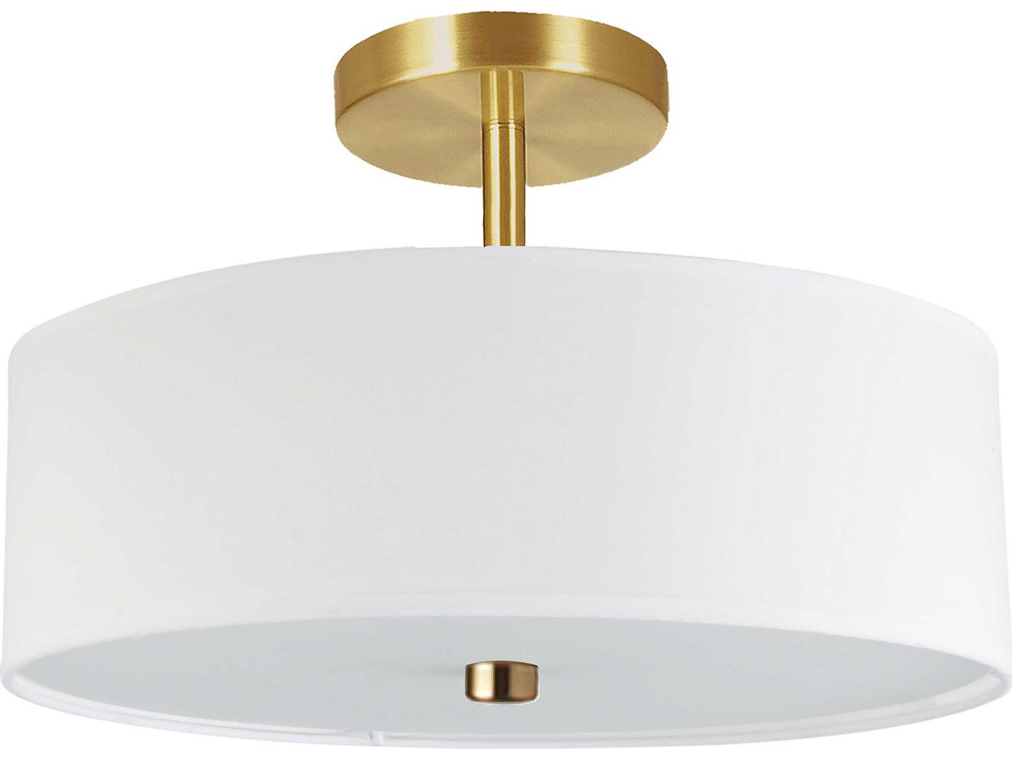 Dainolite Everly 3-Light Aged Brass White Drum Semi Flush Mount