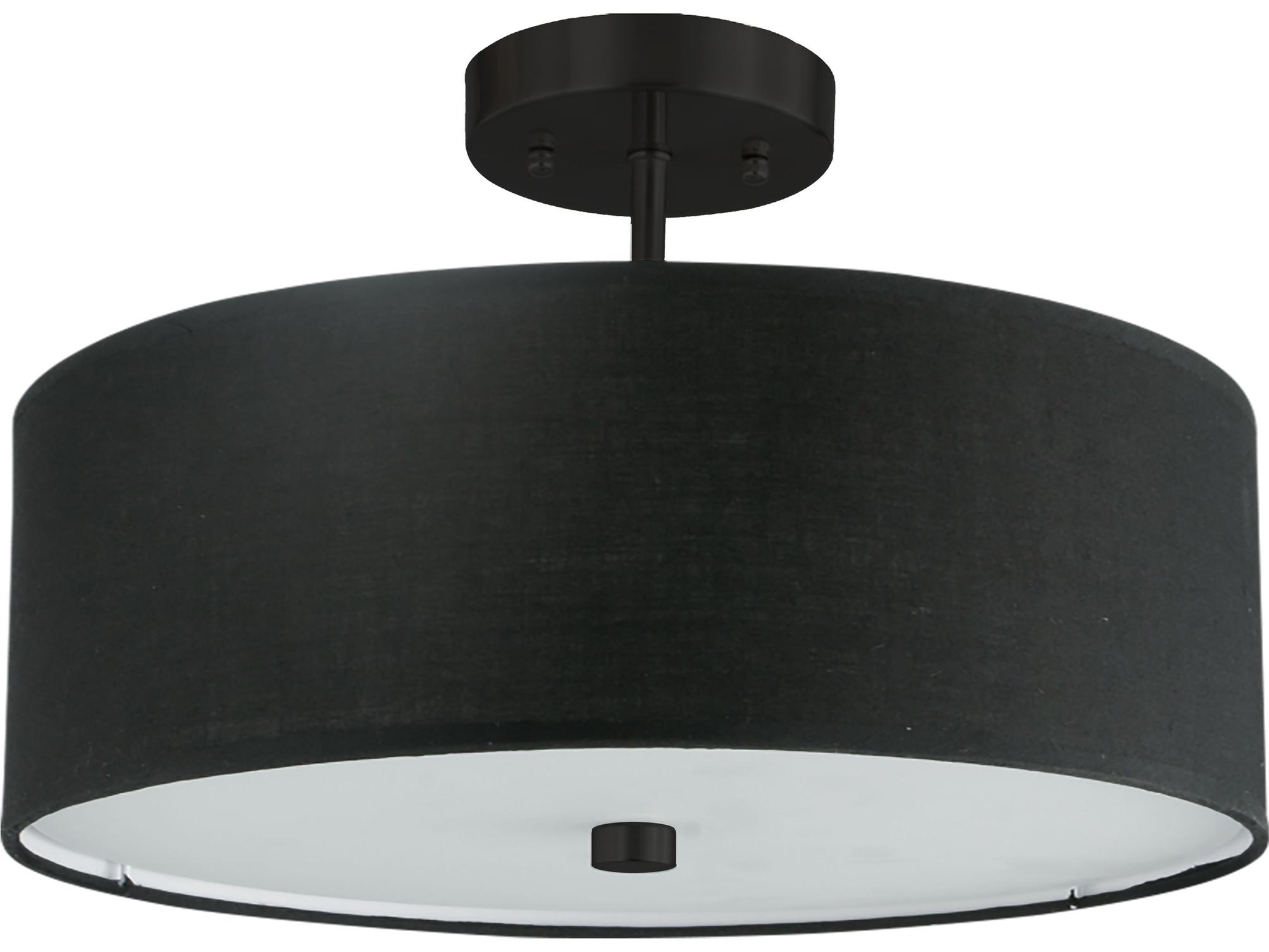 Dainolite Everly 3-Light Matte Black Drum Semi Flush Mount