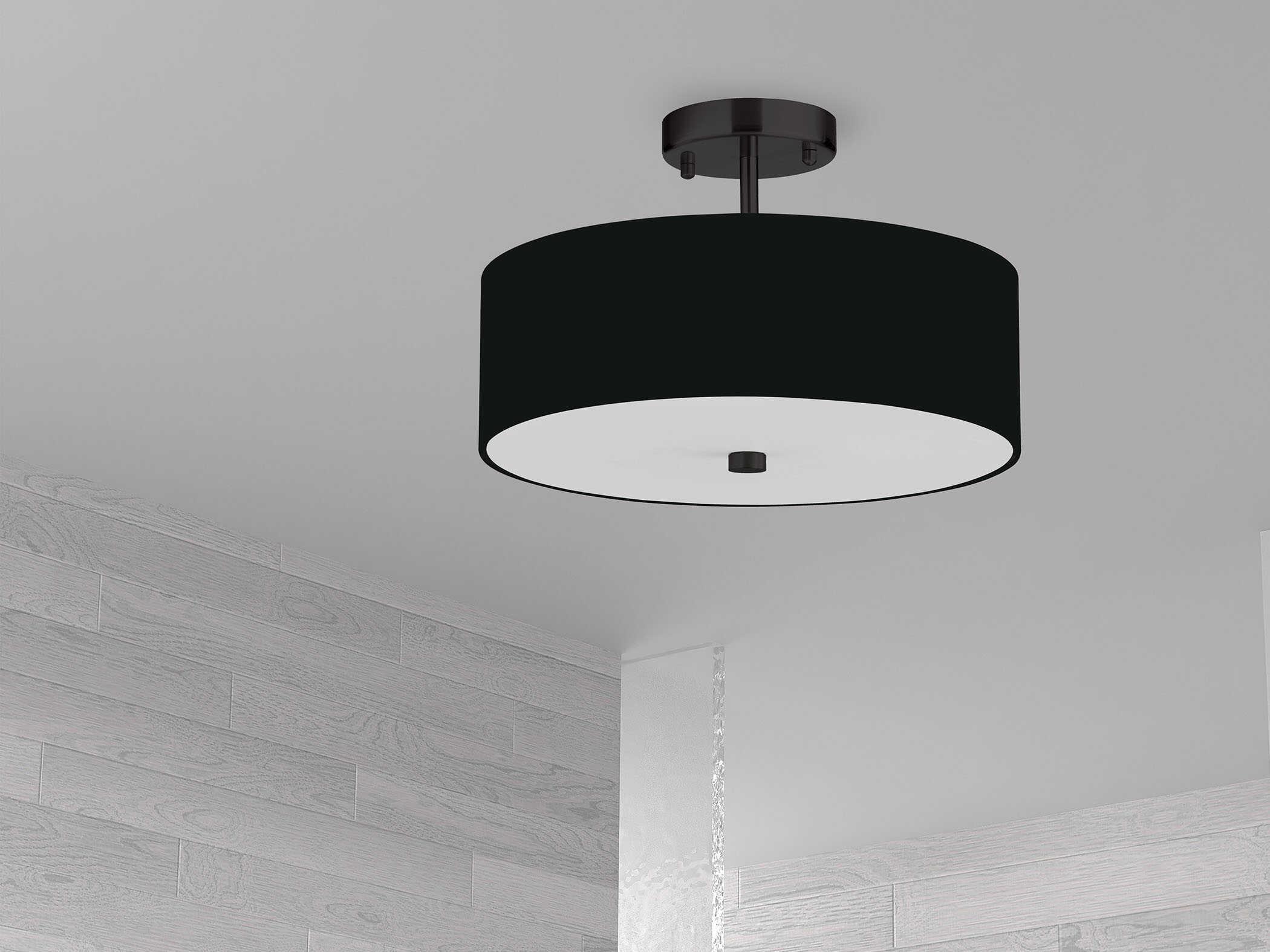 Dainolite Everly 3-Light Matte Black Drum Semi Flush Mount