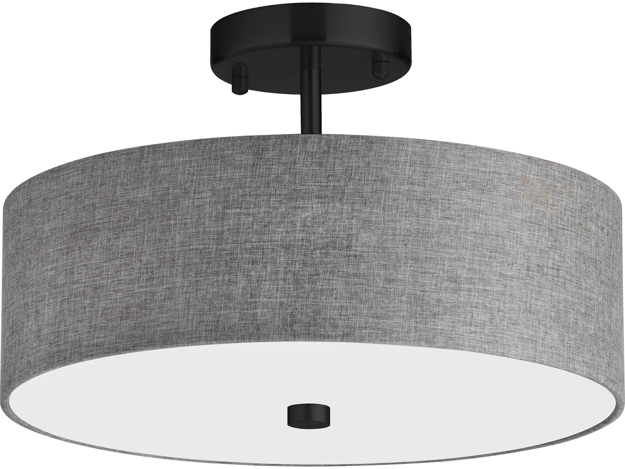 Dainolite Everly 3-Light Grey Matte Black Drum Semi Flush Mount