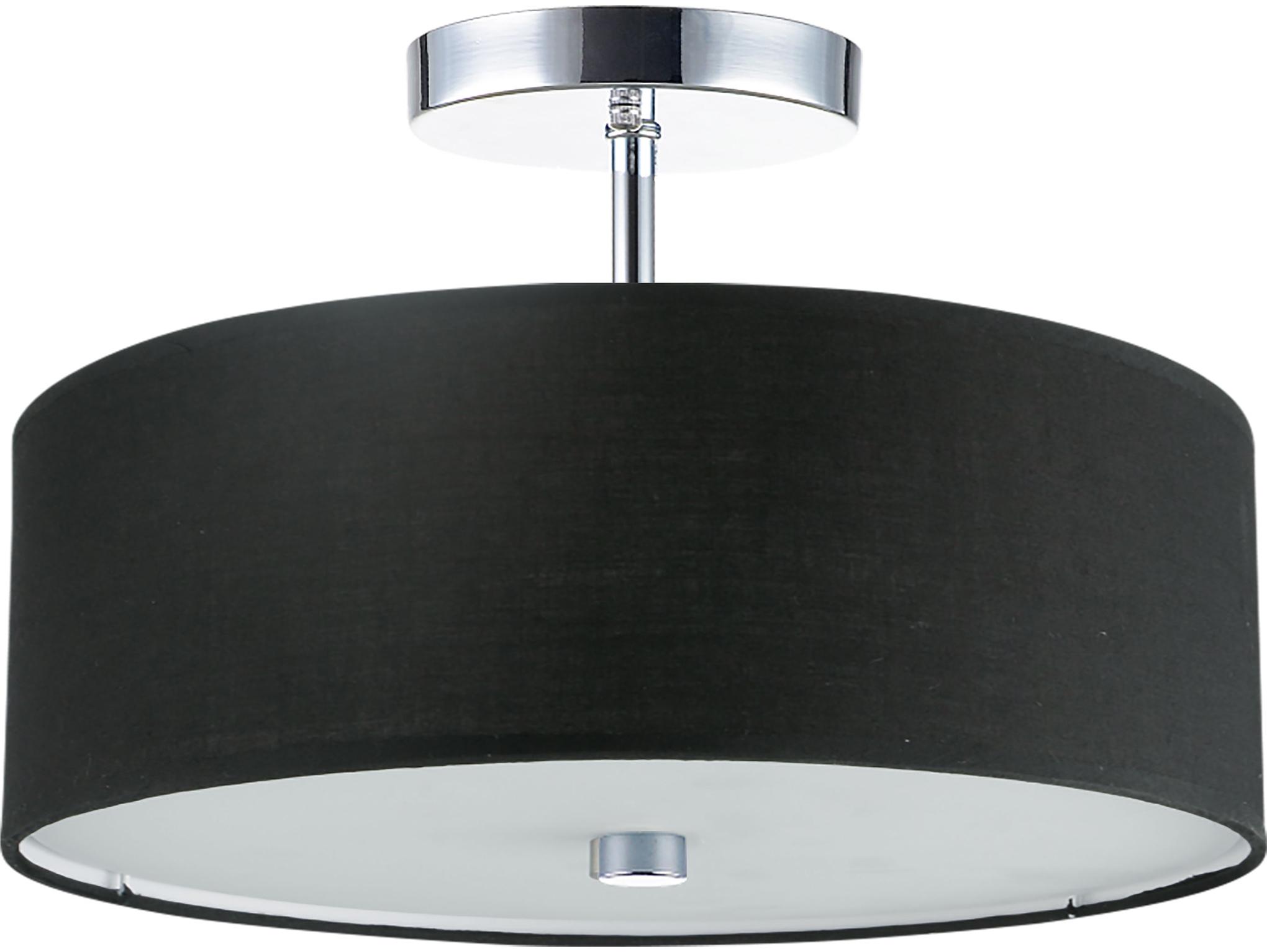 Dainolite Everly 3-Light Black Polished Chrome Drum Semi Flush Mount