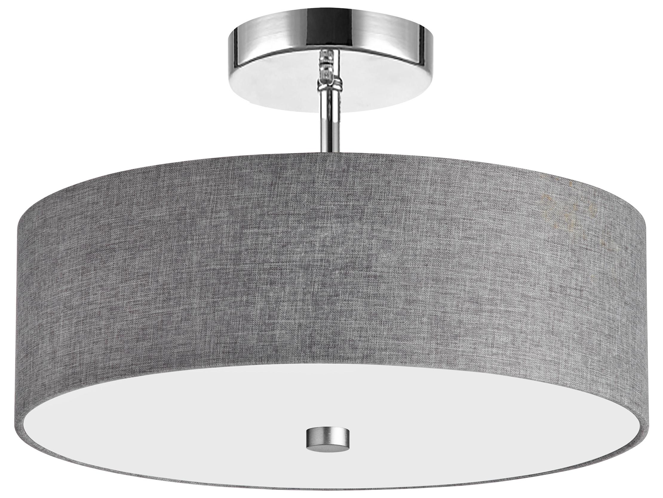 Dainolite Everly 3-Light Grey Polished Chrome Drum Semi Flush Mount