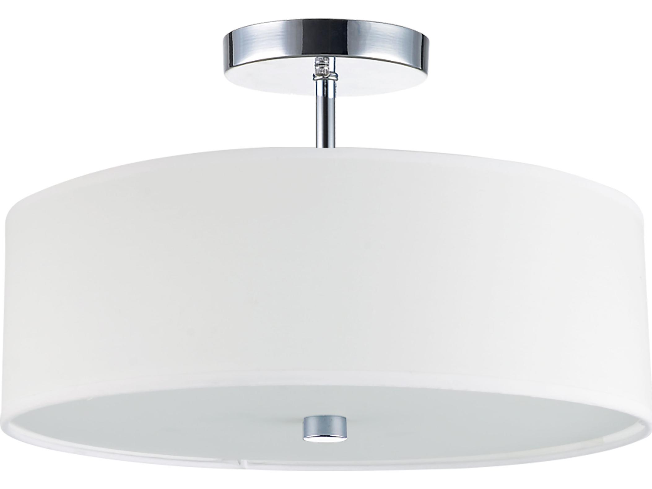 Dainolite Everly 3-Light Polished Chrome White Drum Semi Flush Mount