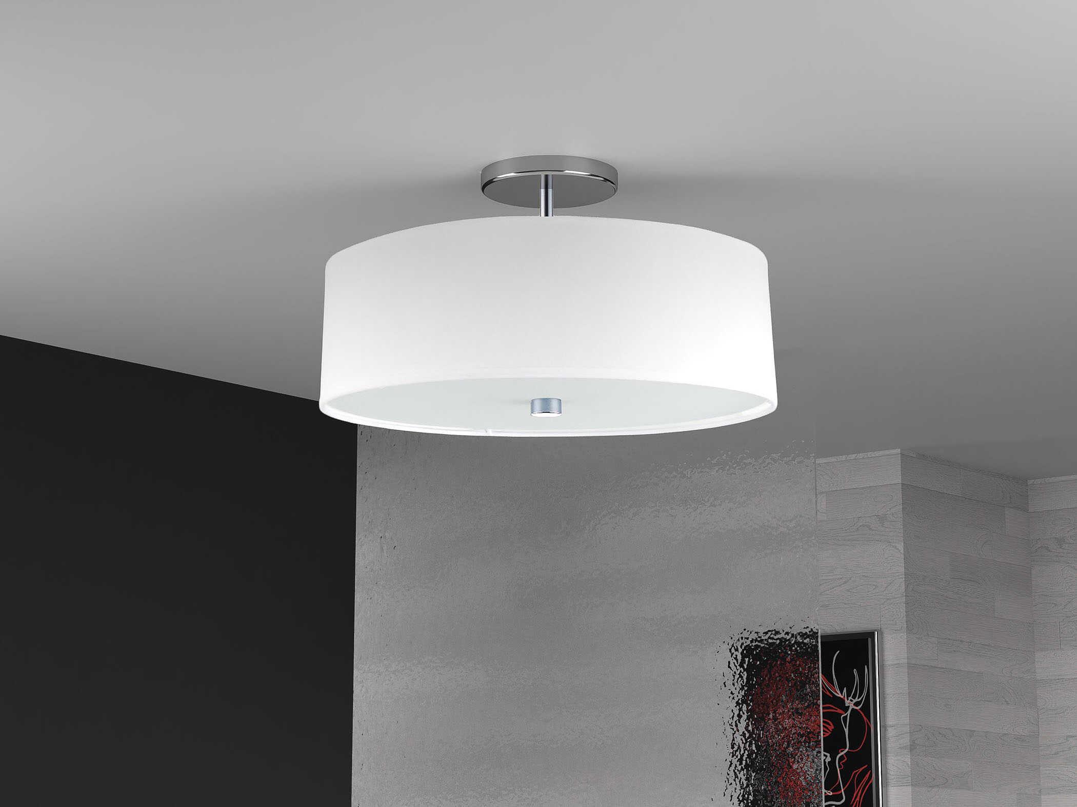 Dainolite Everly 3-Light Polished Chrome White Drum Semi Flush Mount