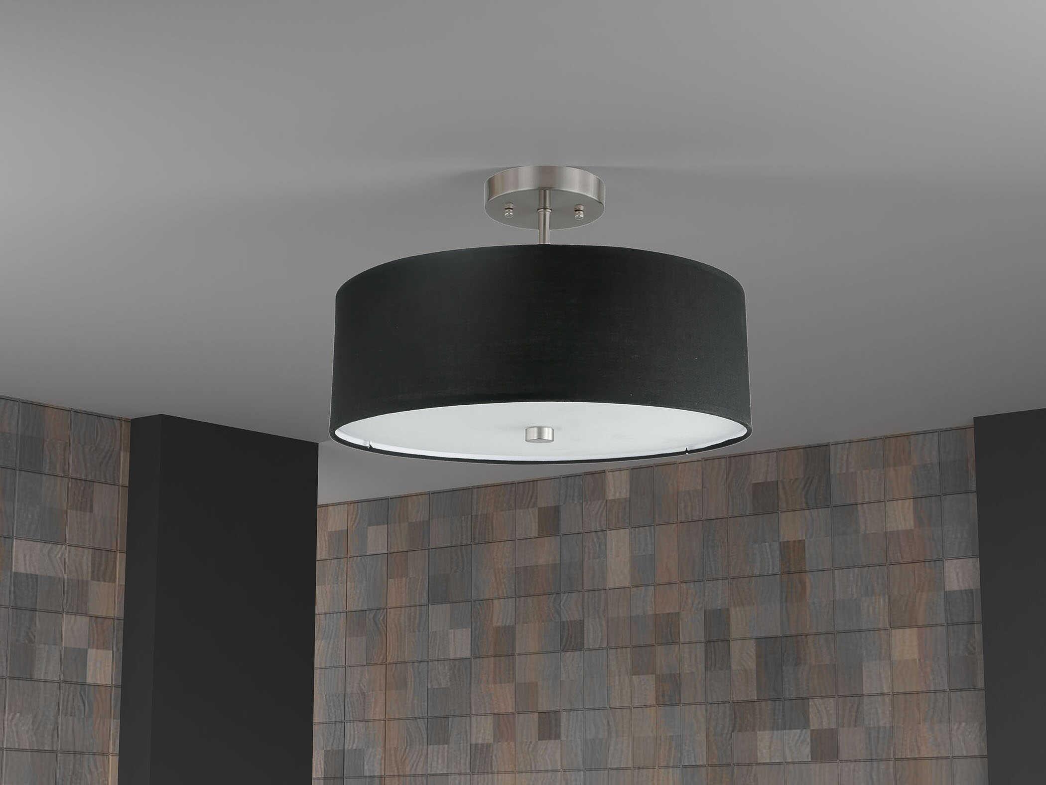 Dainolite Everly 3-Light Black Satin Chrome Drum Semi Flush Mount