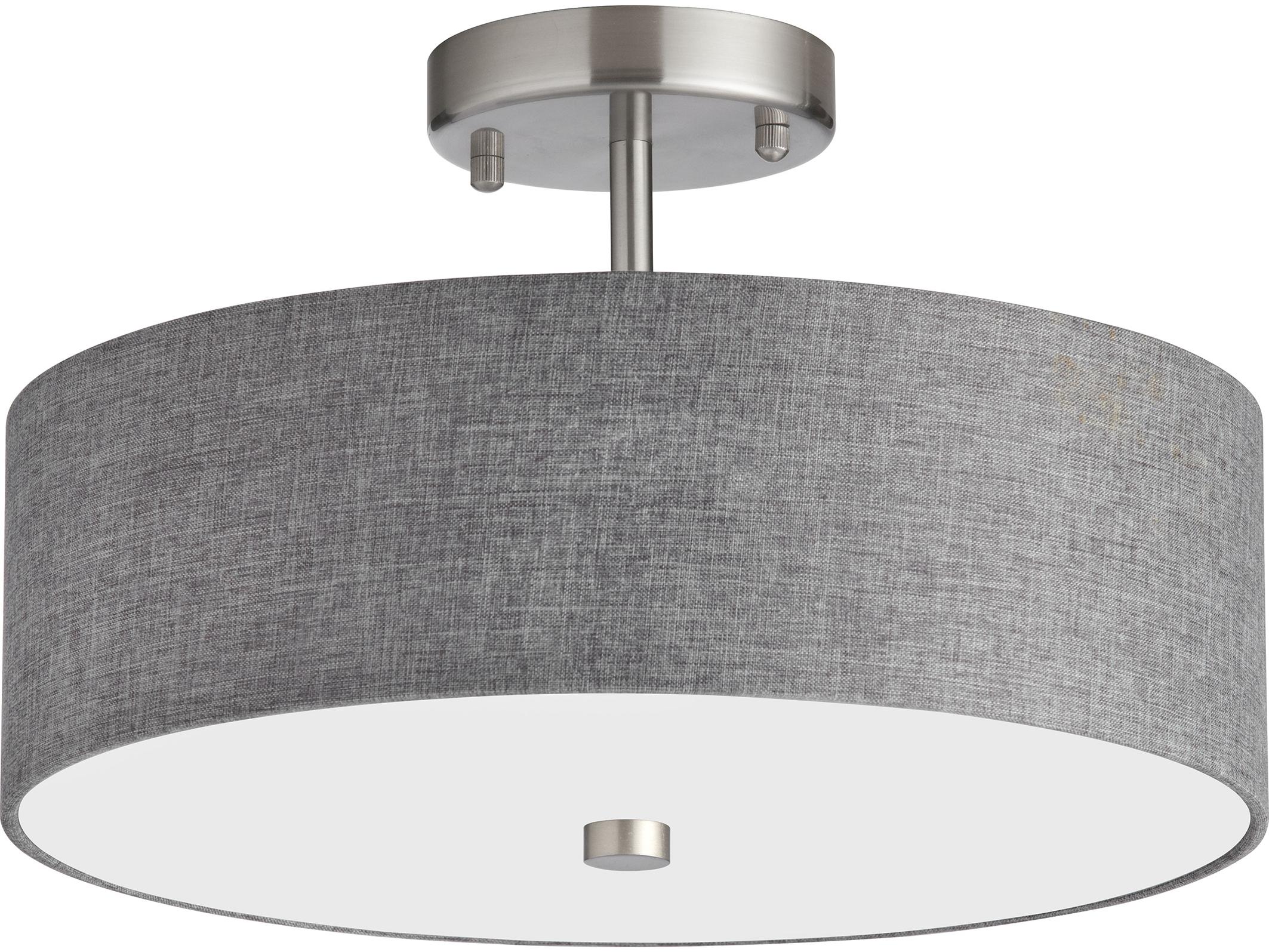 Dainolite Everly 3-Light Grey Satin Chrome Drum Semi Flush Mount