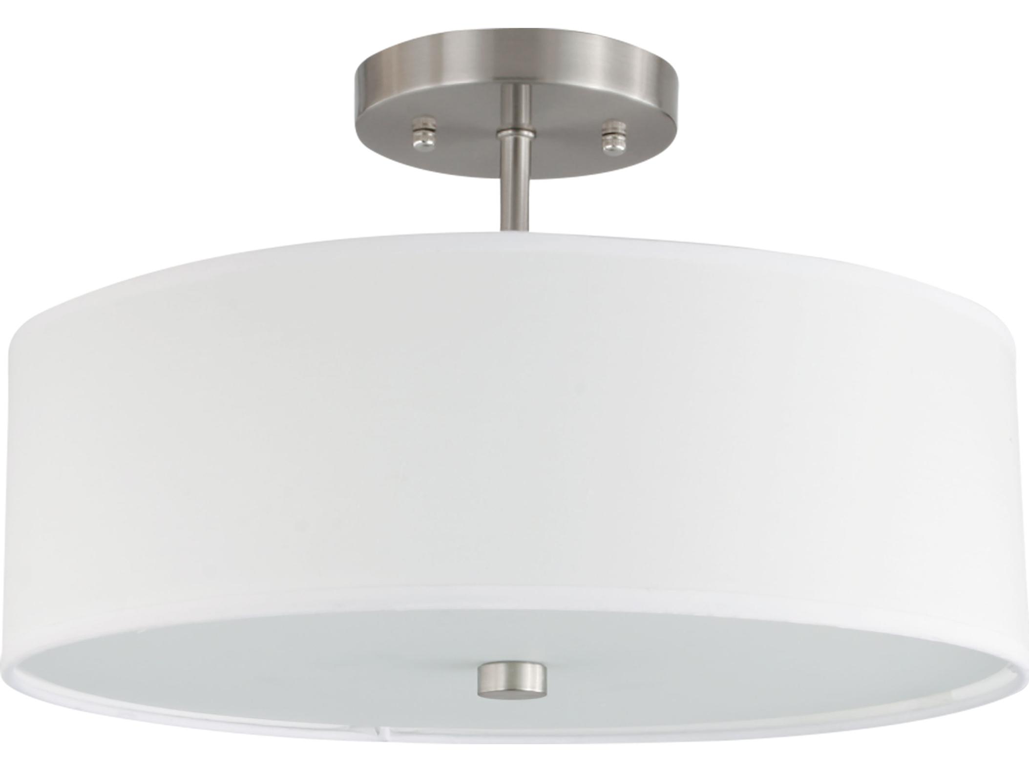 Dainolite Everly 3-Light Satin Chrome White Drum Semi Flush Mount