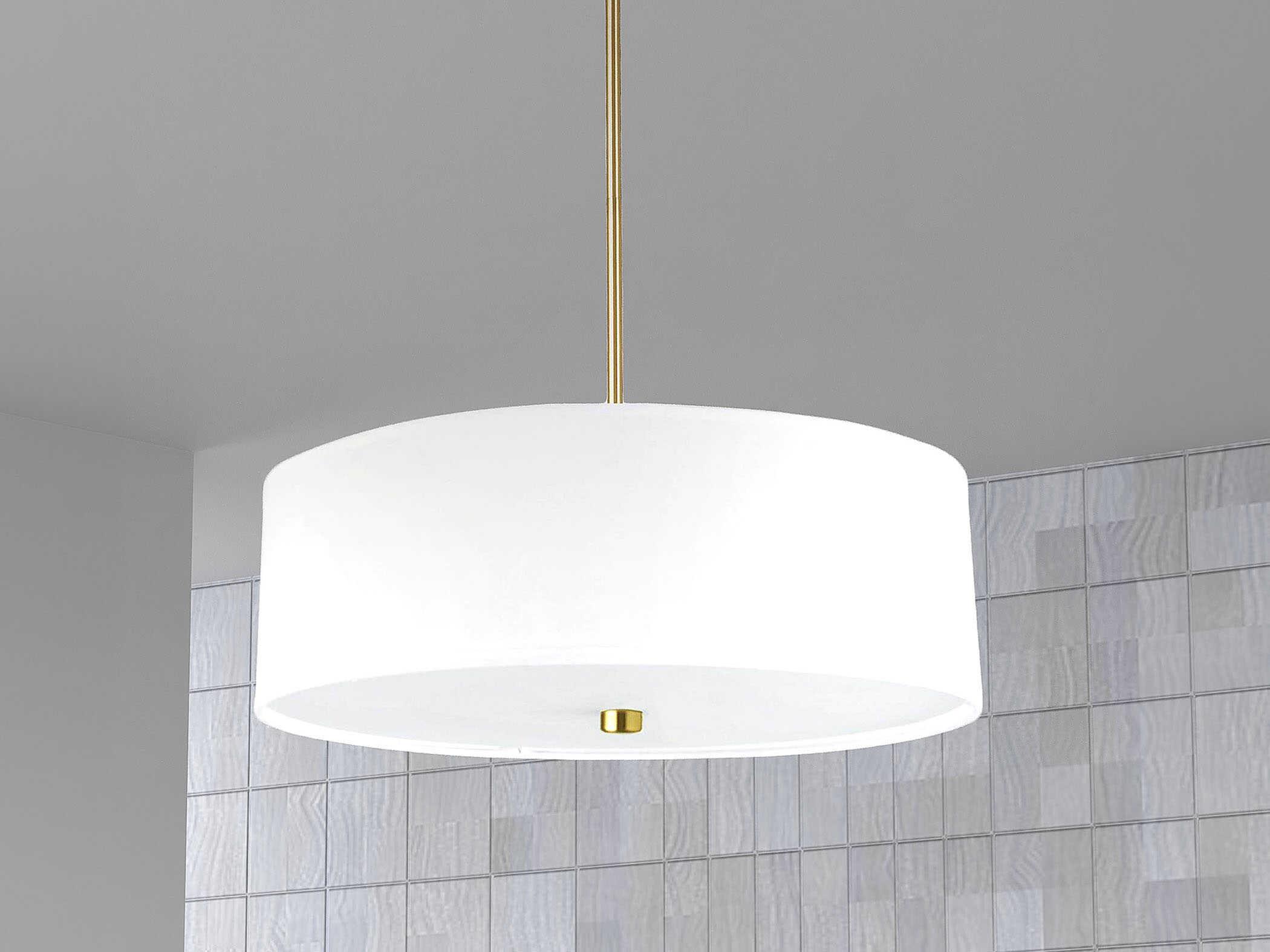 Dainolite Everly 4-Light White Aged Brass Drum Pendant