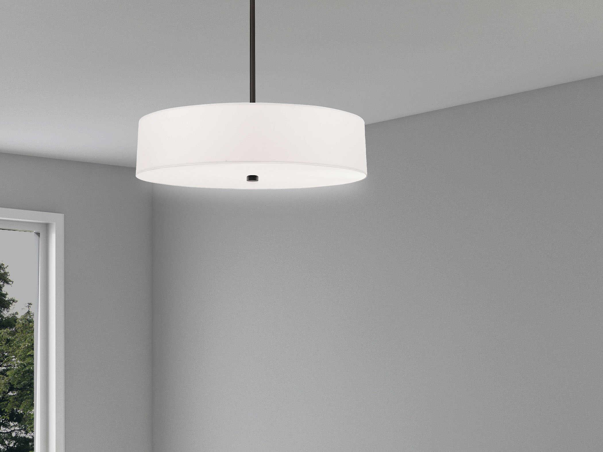Dainolite Everly 4-Light Matte Black White Drum Pendant