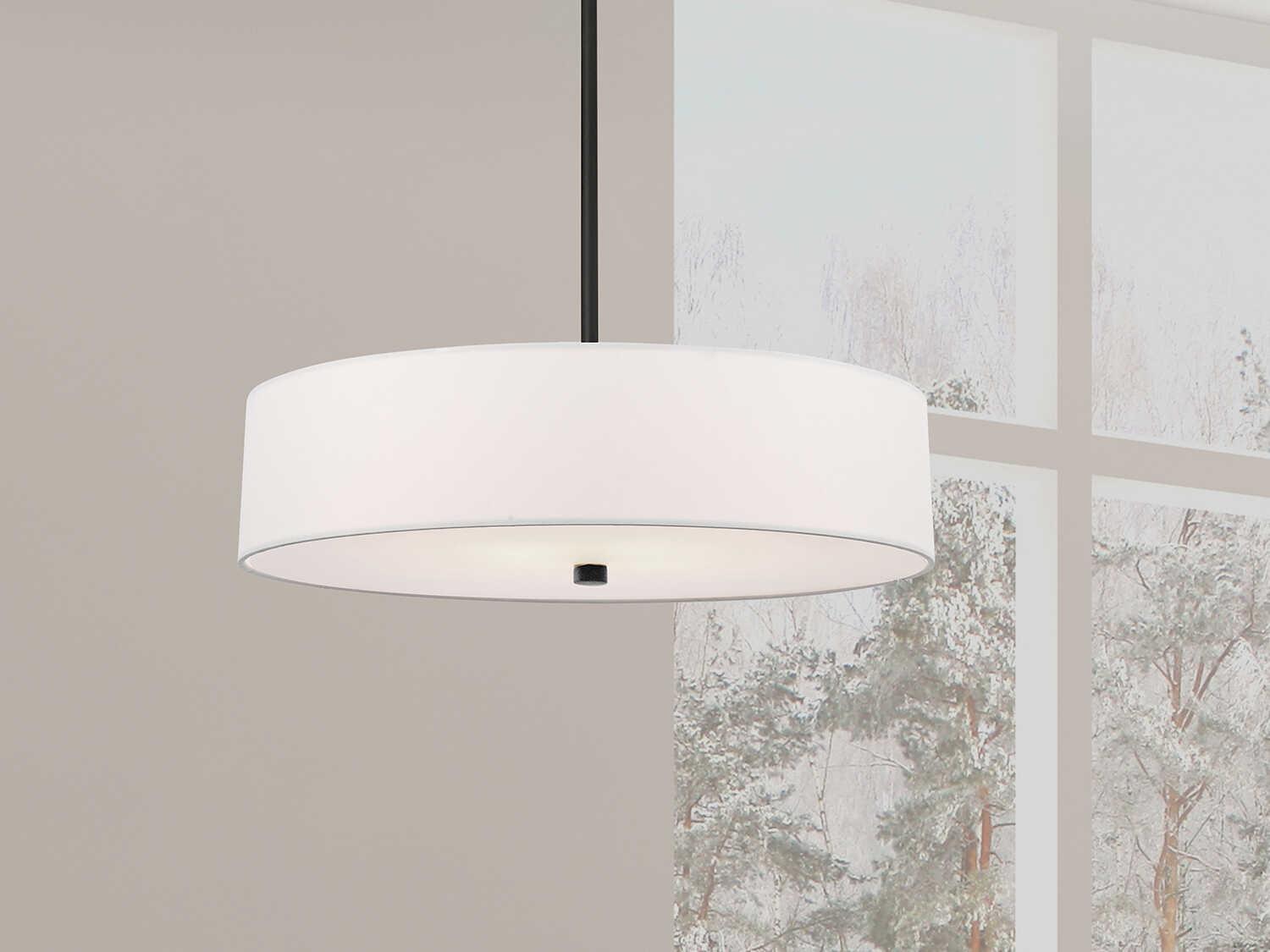 Dainolite Everly 4-Light Matte Black White Drum Pendant