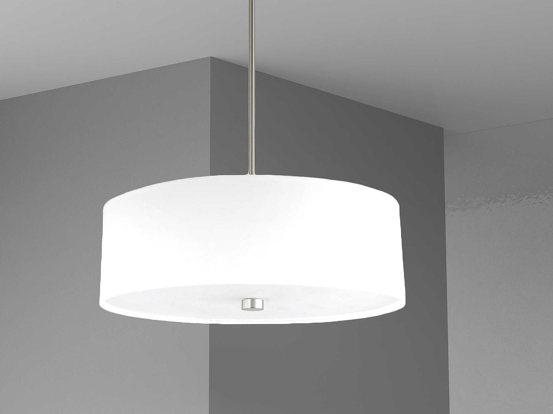 Dainolite Everly 4-Light White Satin Chrome Drum Pendant