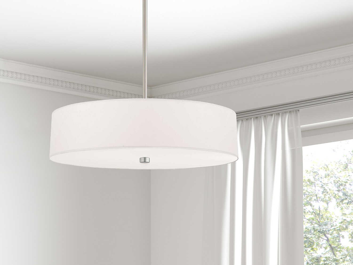 Dainolite Everly 4-Light White Satin Chrome Drum Pendant