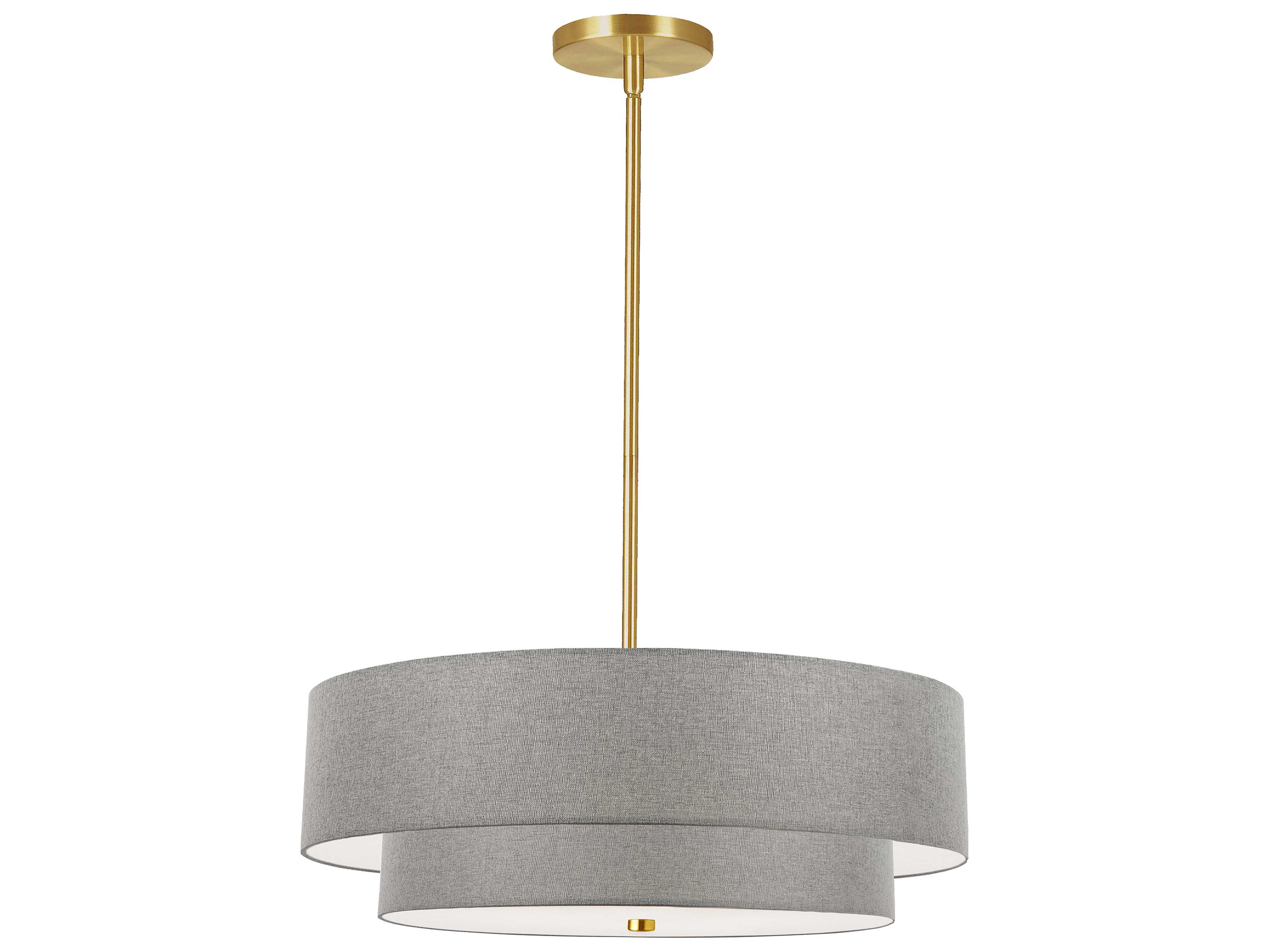 Dainolite Everly 4-Light Aged Brass Grey Drum Tiered Pendant